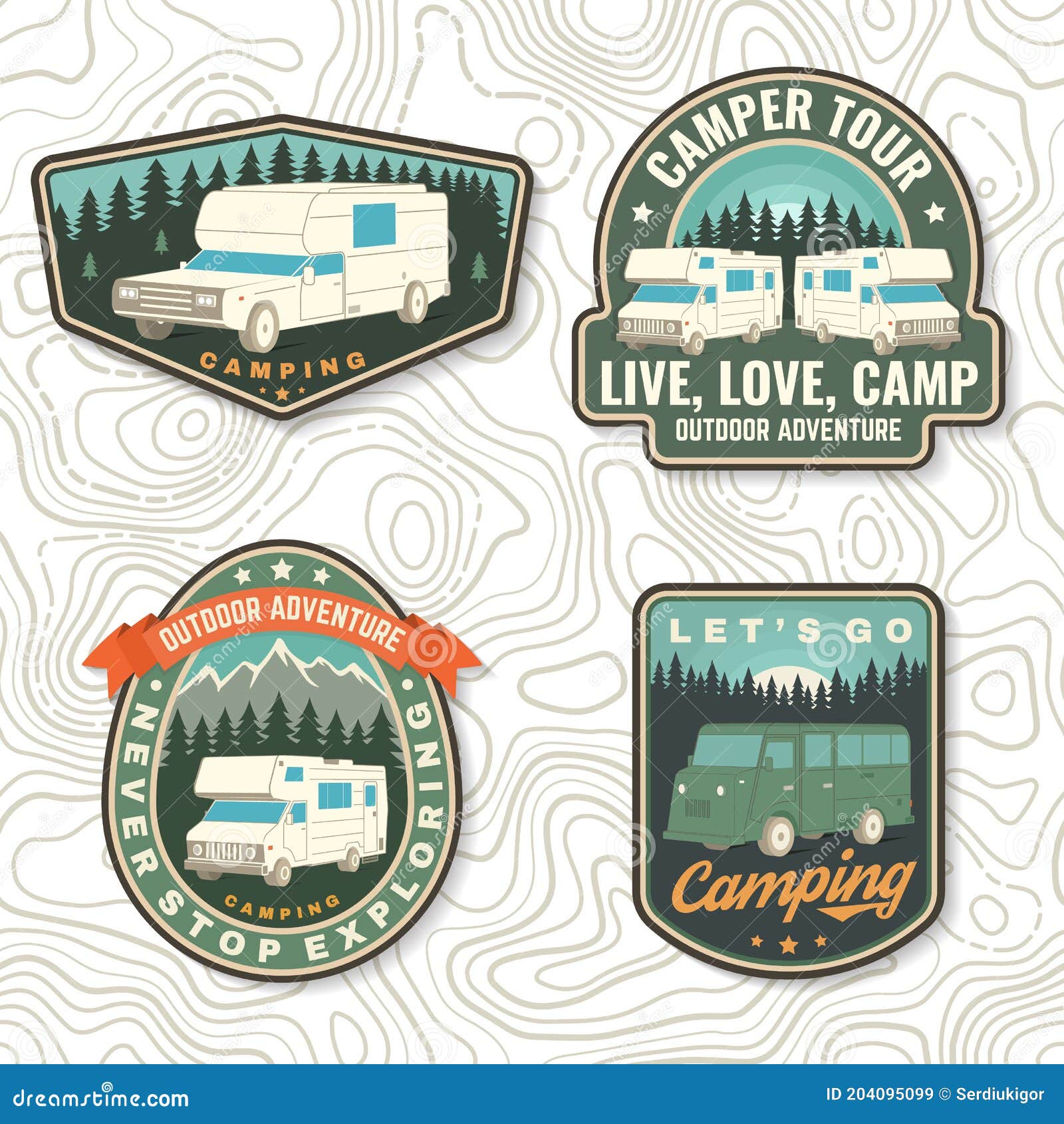 Set of Rv Camping Badges, Patches. Vector. Concept for Shirt or Logo ...