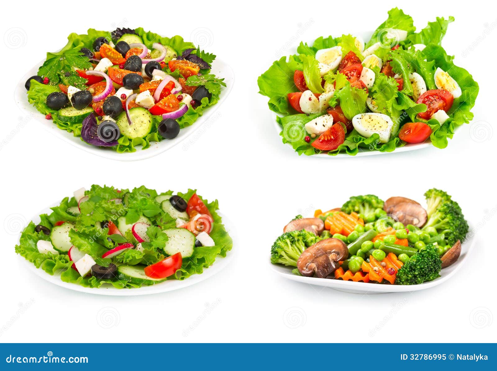 Set of Salad with Fresh Vegetables Stock Image Image of meal, diet