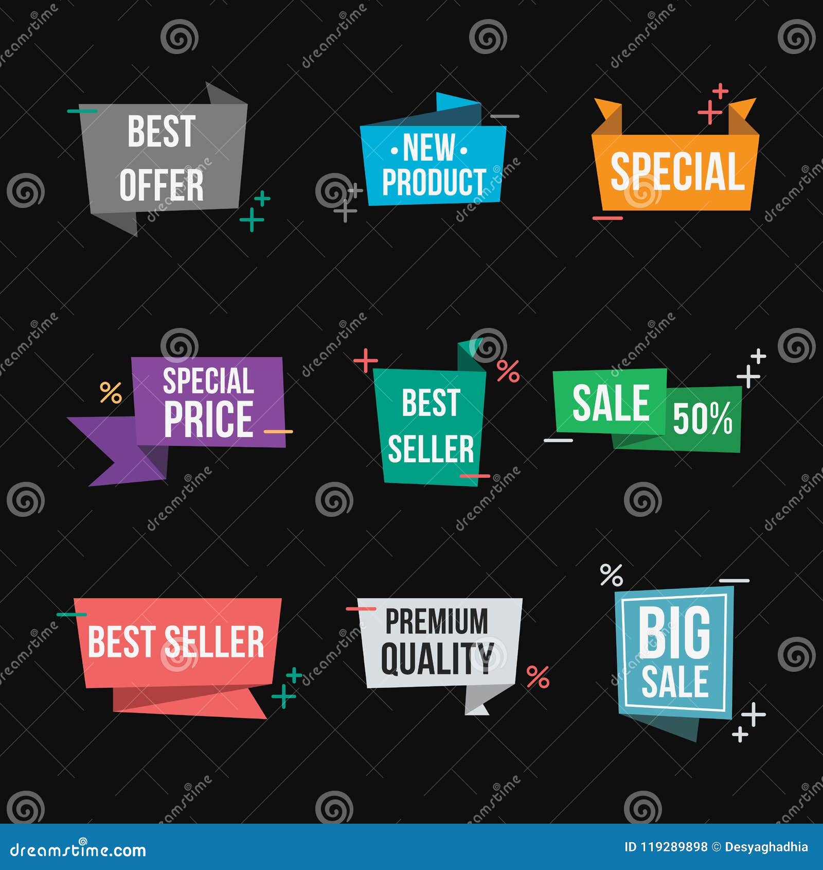 set of sale banners isolated promo seals banner design element