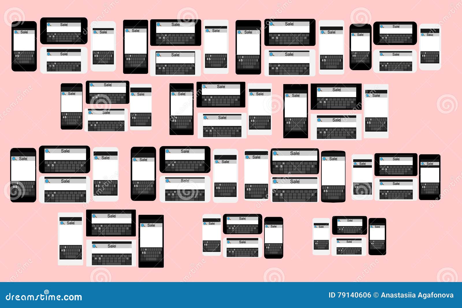 Set Sale Search on Different Models Flat Black and White Phones Stock