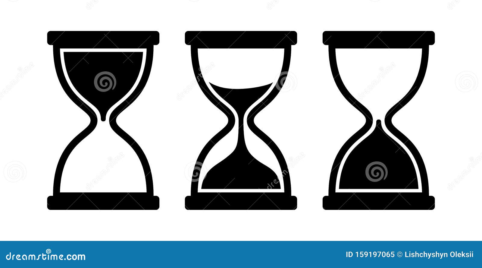 Set of Sand Clock. Vector Icons on White Background Stock Illustration