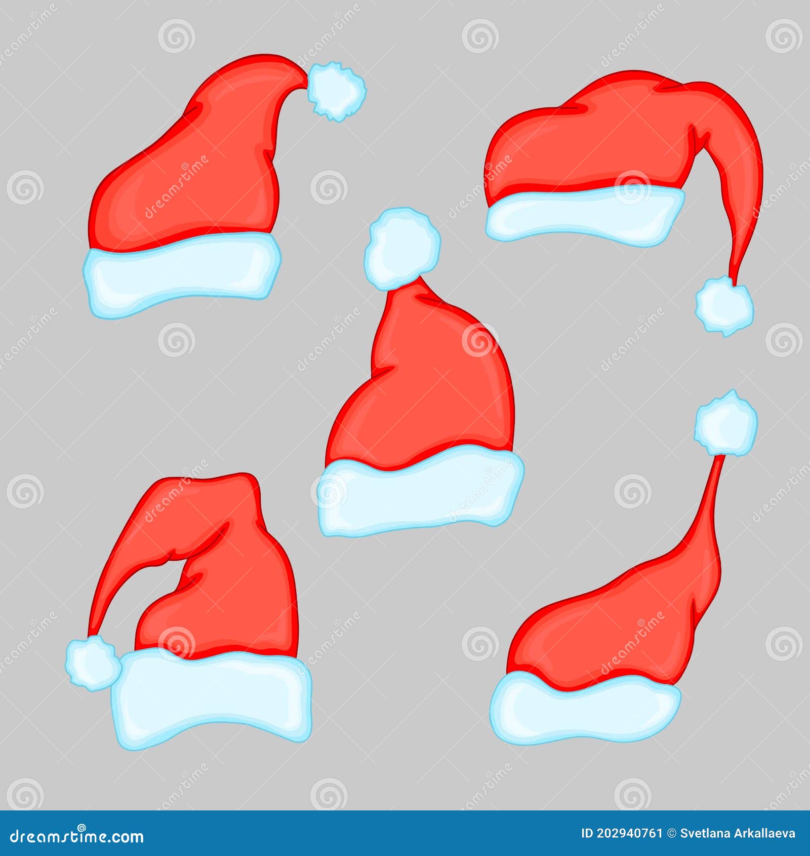 Set of Santa Claus Hats for New Year and Christmas Stock Illustration ...