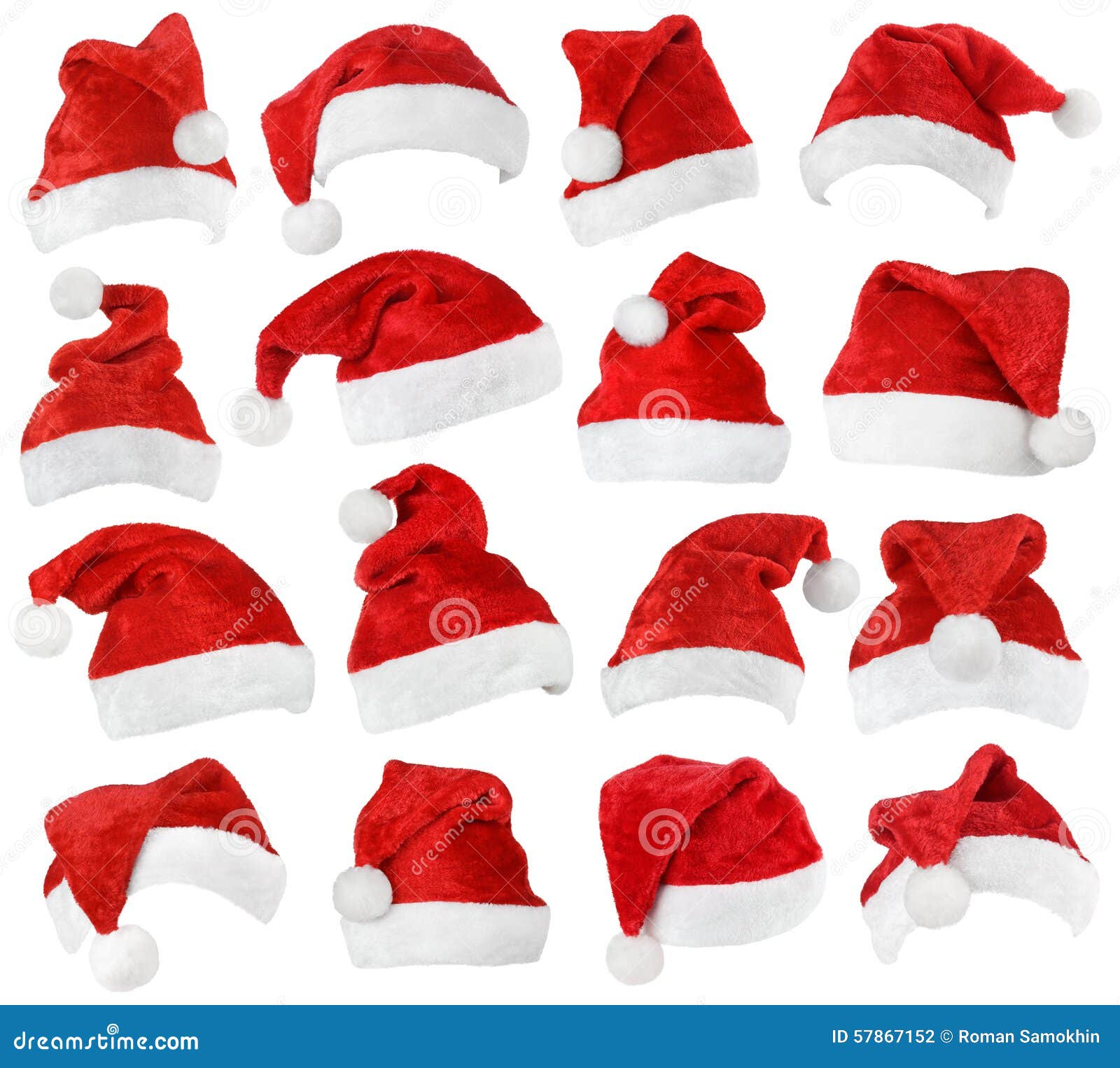 set of santa claus red hats