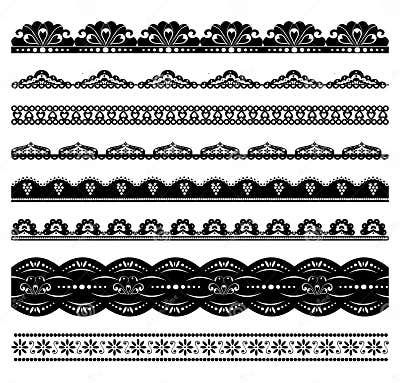 Set of Scalloped Vector Borders Stock Vector - Illustration of isolated ...