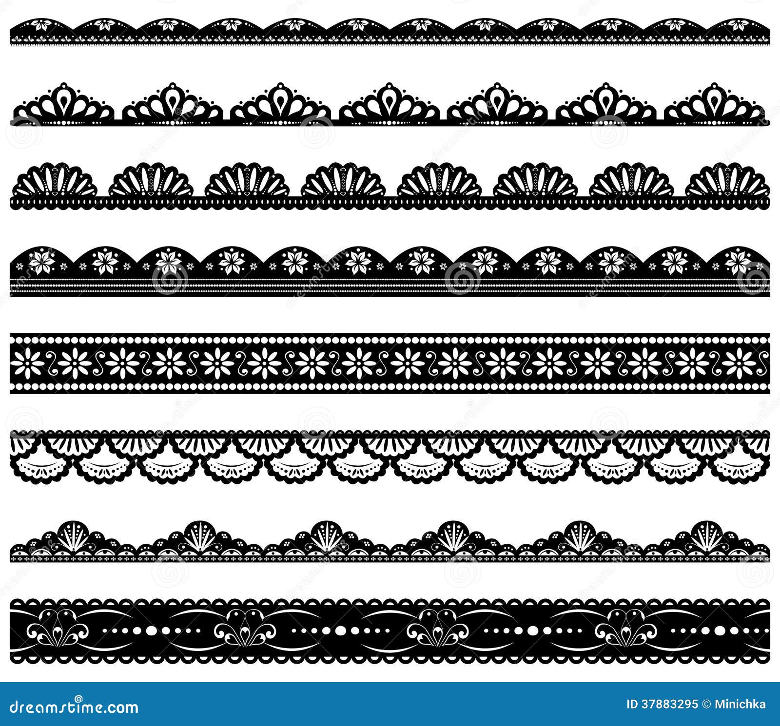Set Of Scalloped Vector Borders Stock Vector Illustration of