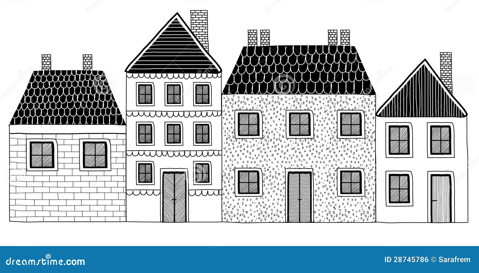 Set SchwarzweissHand Häuser