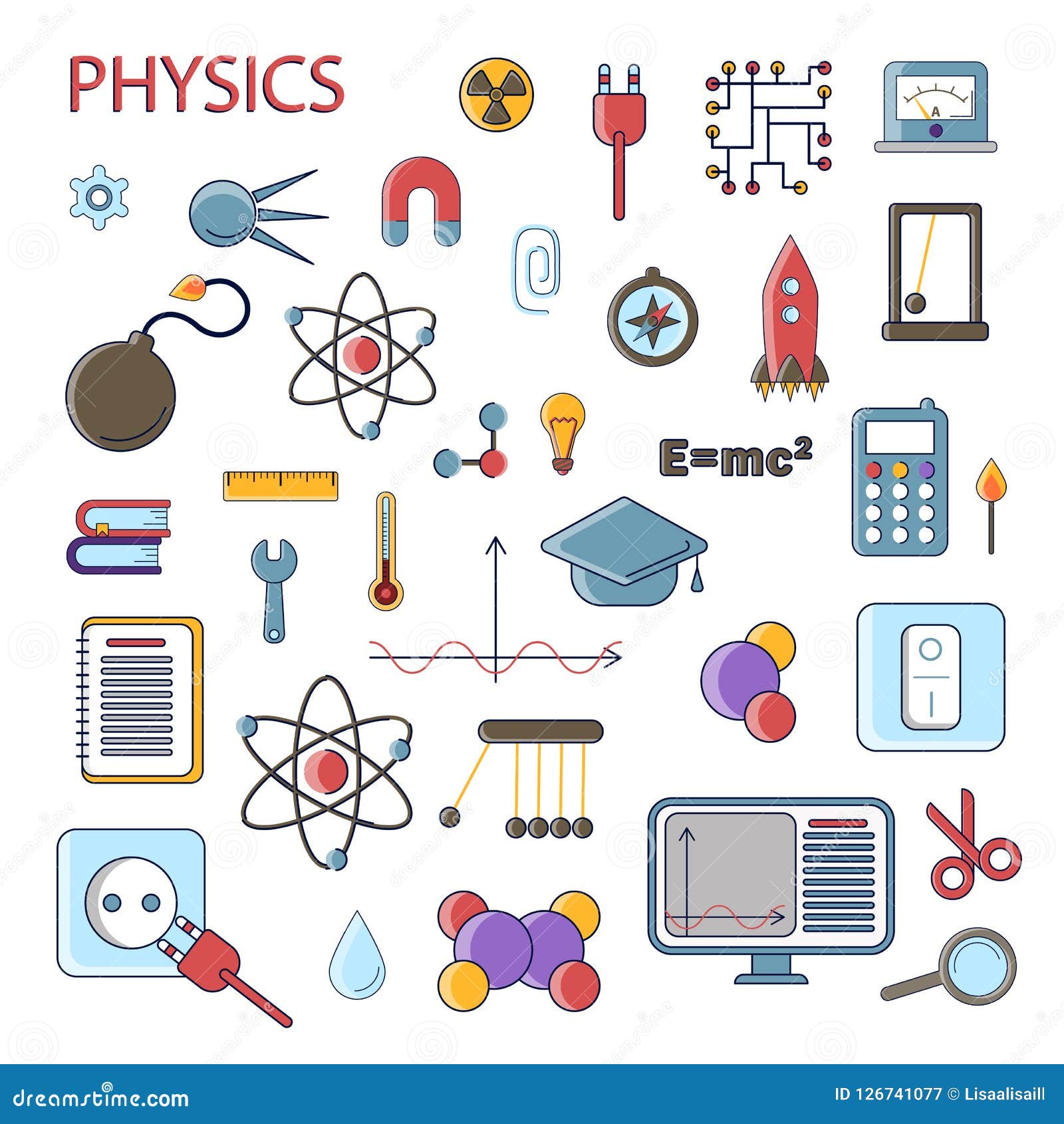 Handdrawn Set Physics Objects Your Project Stock Vector, 40% OFF
