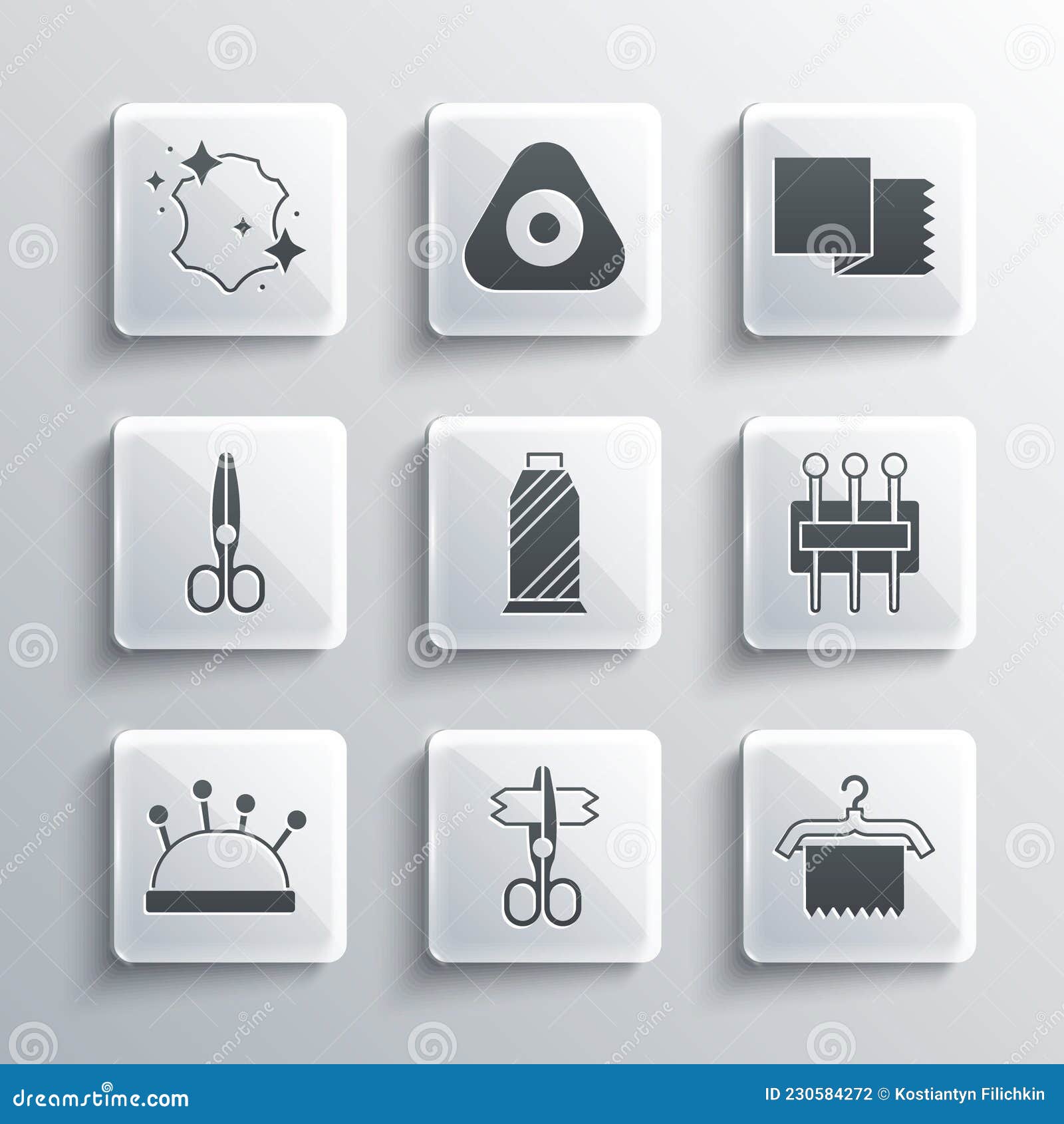 Set Scissors, Hanger Wardrobe, Needle for Sewing, Sewing Thread on