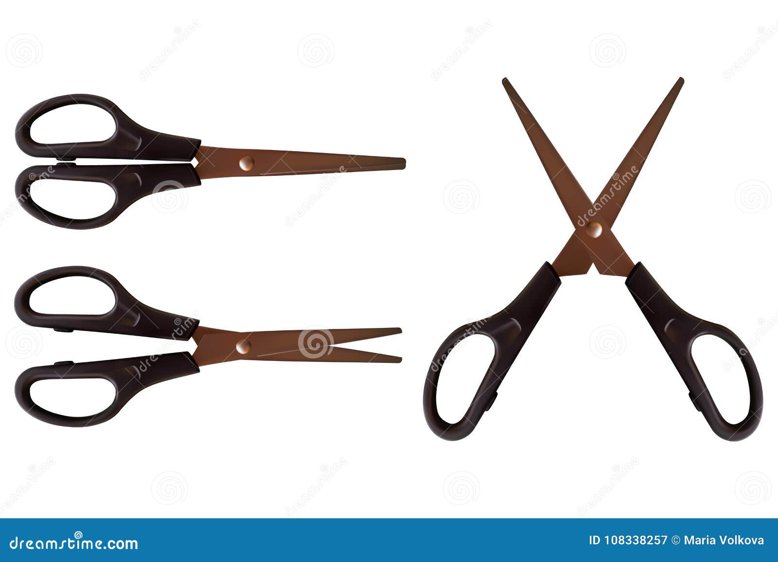 Set Of 3 Scissors. Realistic Vector Illustration Stock Vector