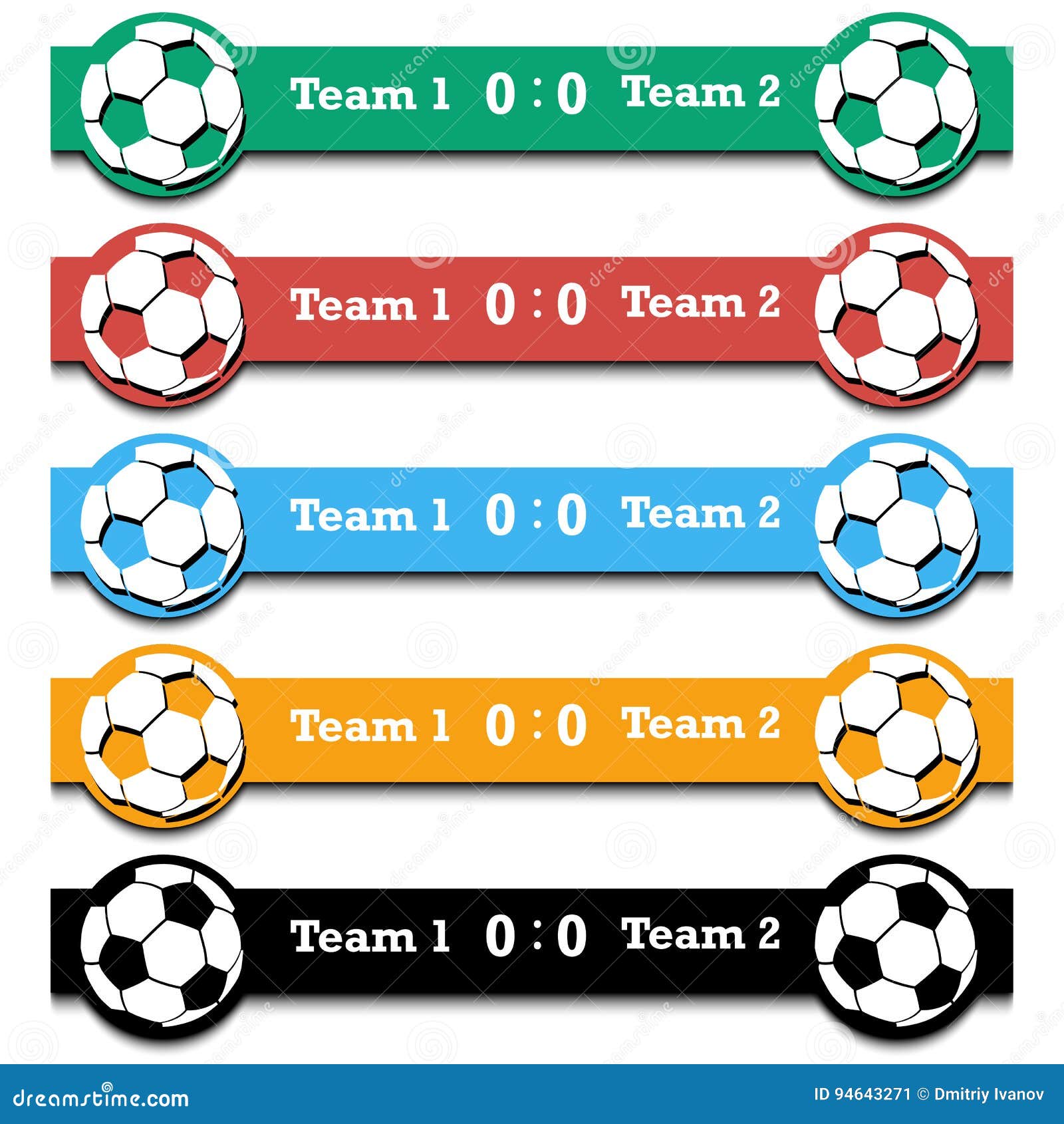 Set Score of the Football Match Stock Vector