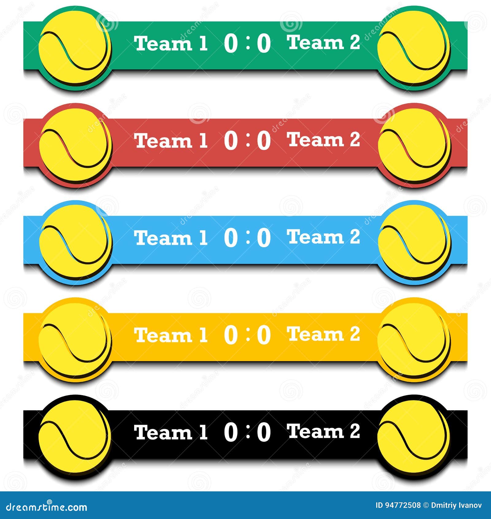 Set Score of the Tennis Match Stock Vector Illustration of background