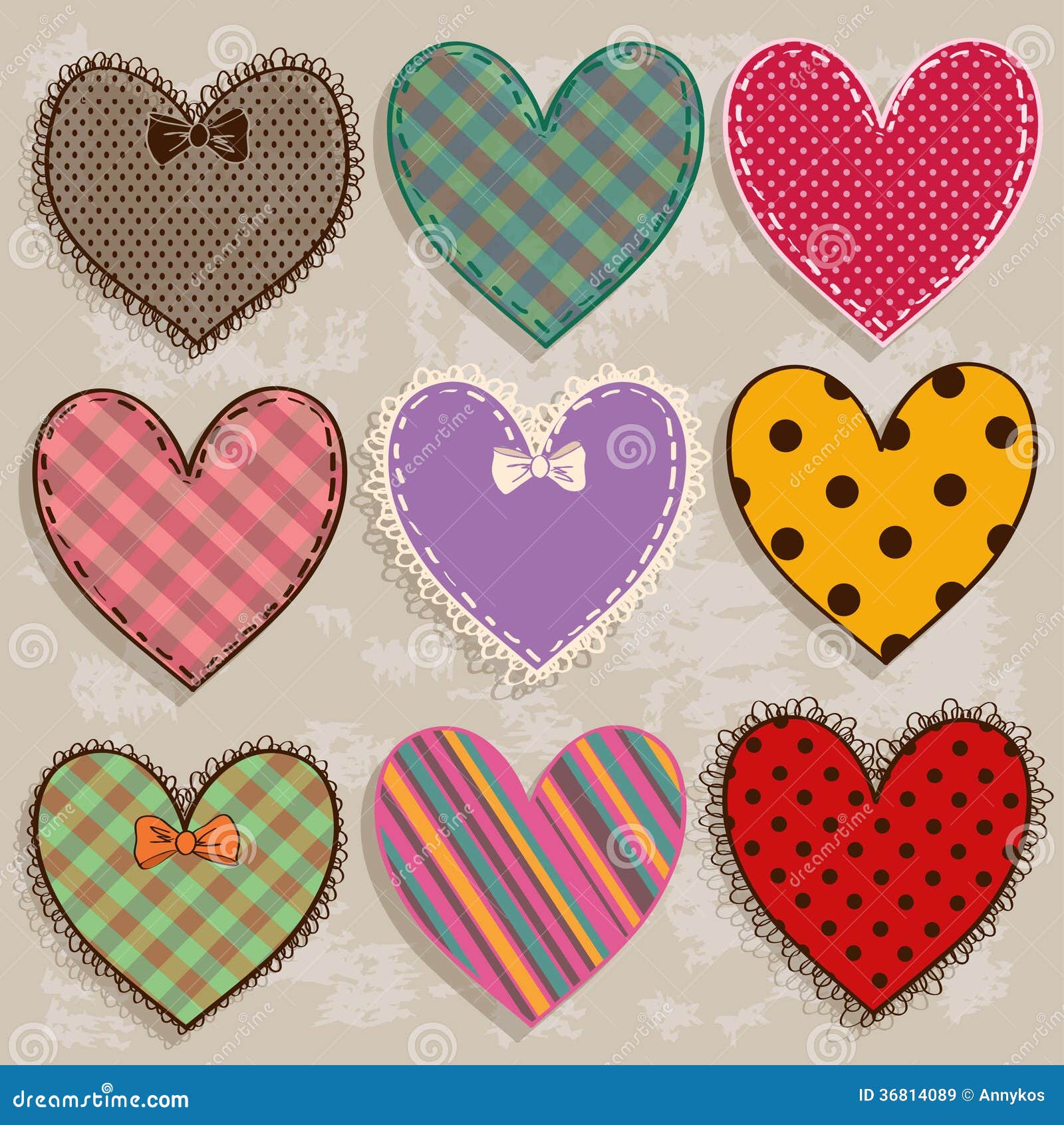Set of Scrapbook Heart Icons Stock Vector Illustration of love, blue