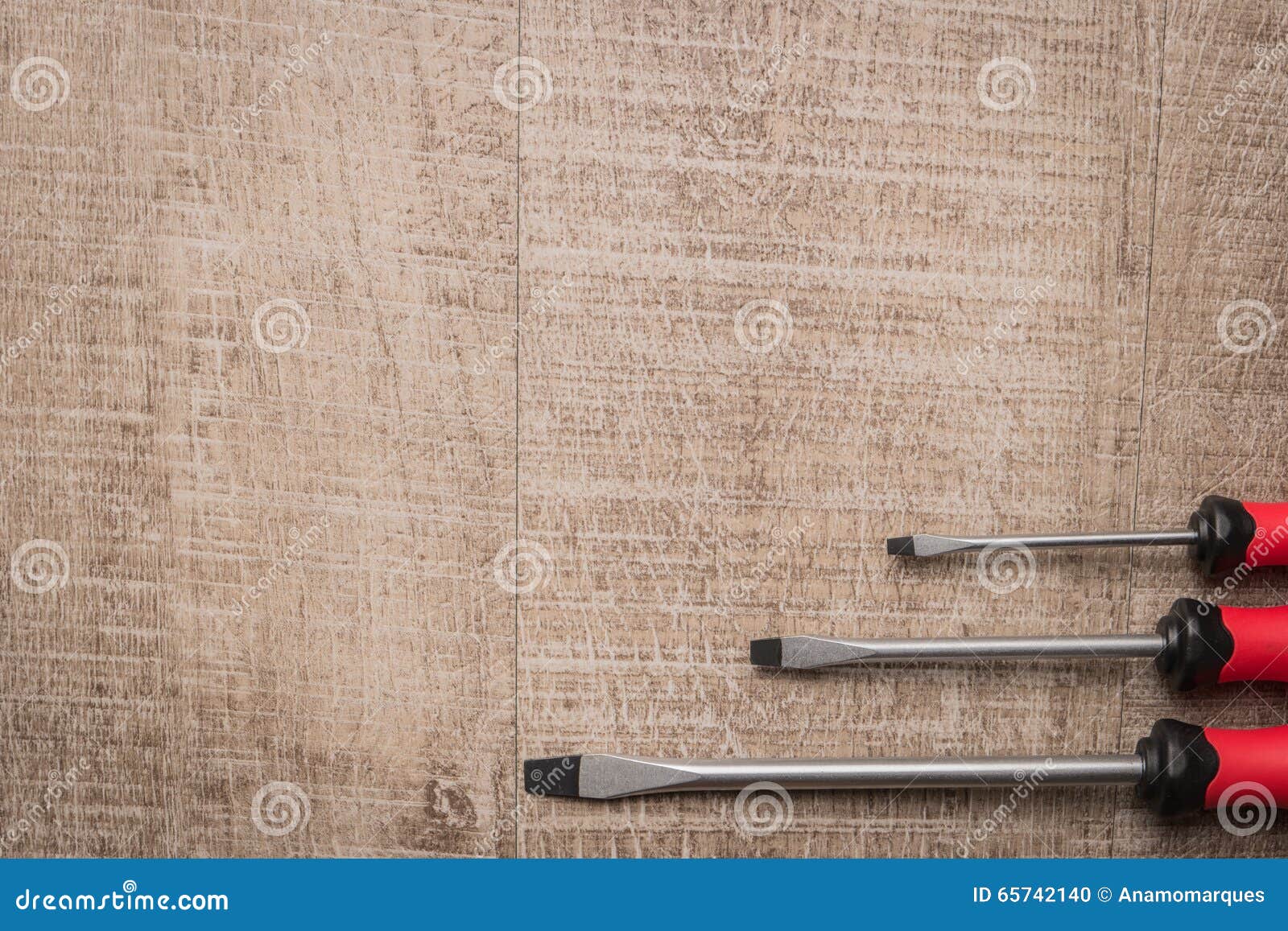 Set of Screwdrivers. Tools Over a Wood Panel Stock Photo Image of