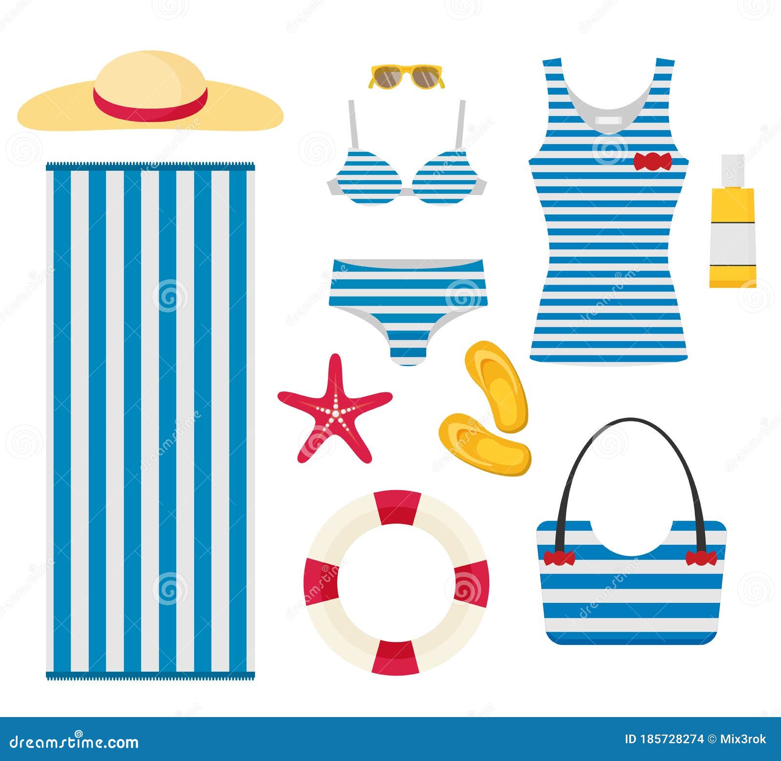 Set of Sea and Beach Flat Icons. Collection of Design Elements Stock ...