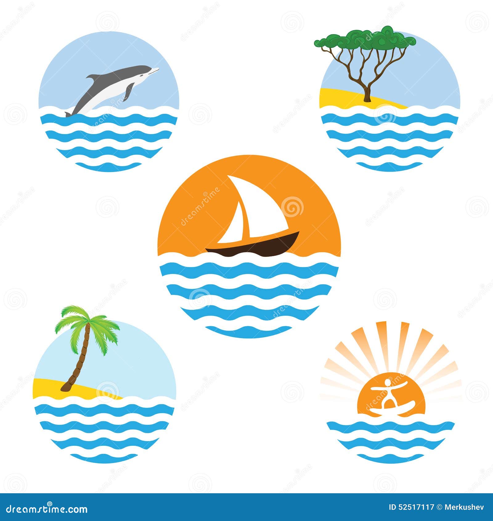 Set of sea logos stock image. Image of tour, island, logotype 52517117