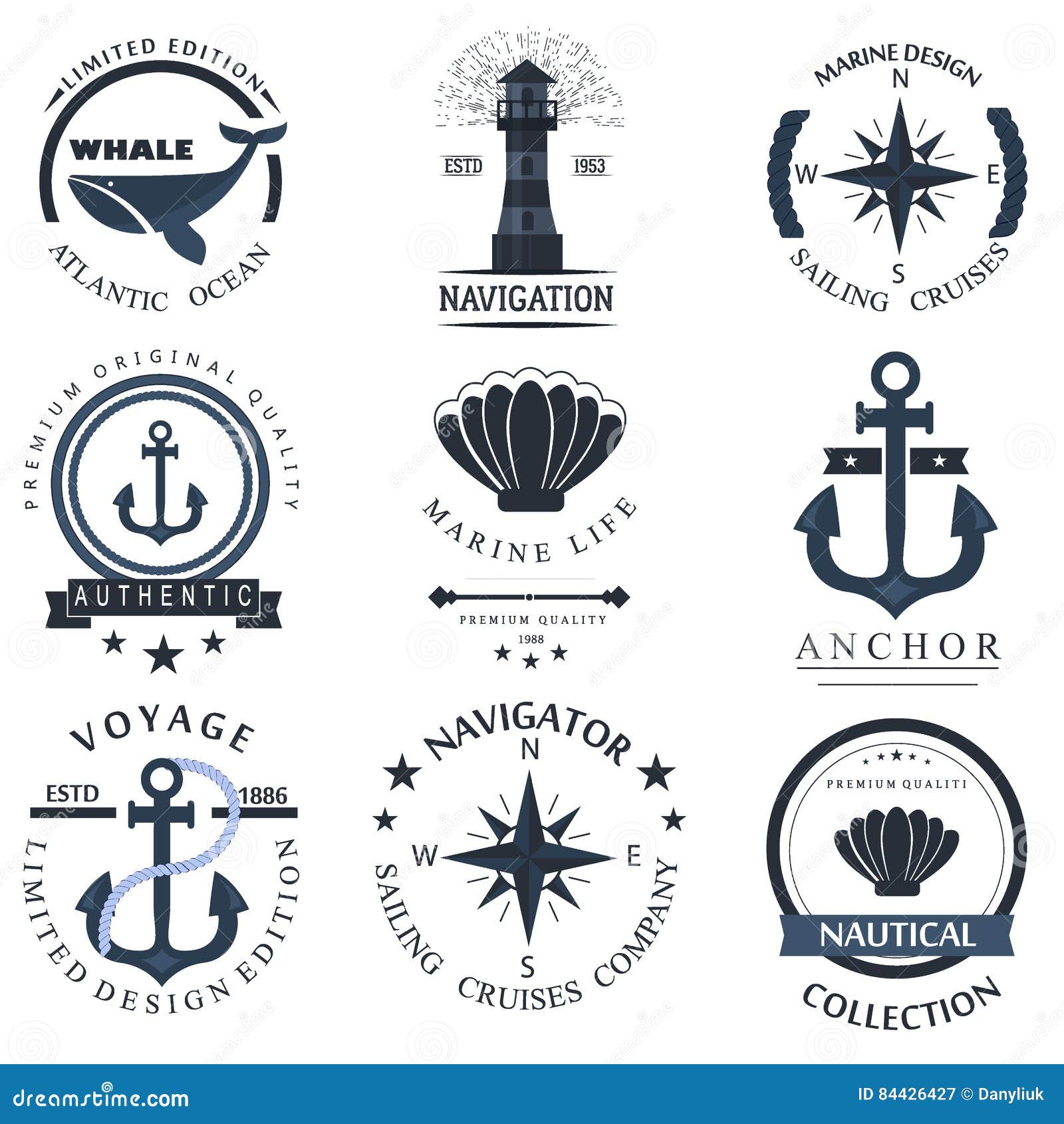 Set of Sea and Nautical Decorations Illustration. Stock Illustration ...