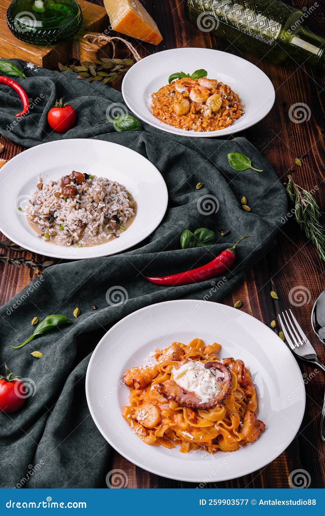 A Set of Seafood Dishes. Pasta, Bulgur, Rice, Couscous Stock Image Image of menu, chinese