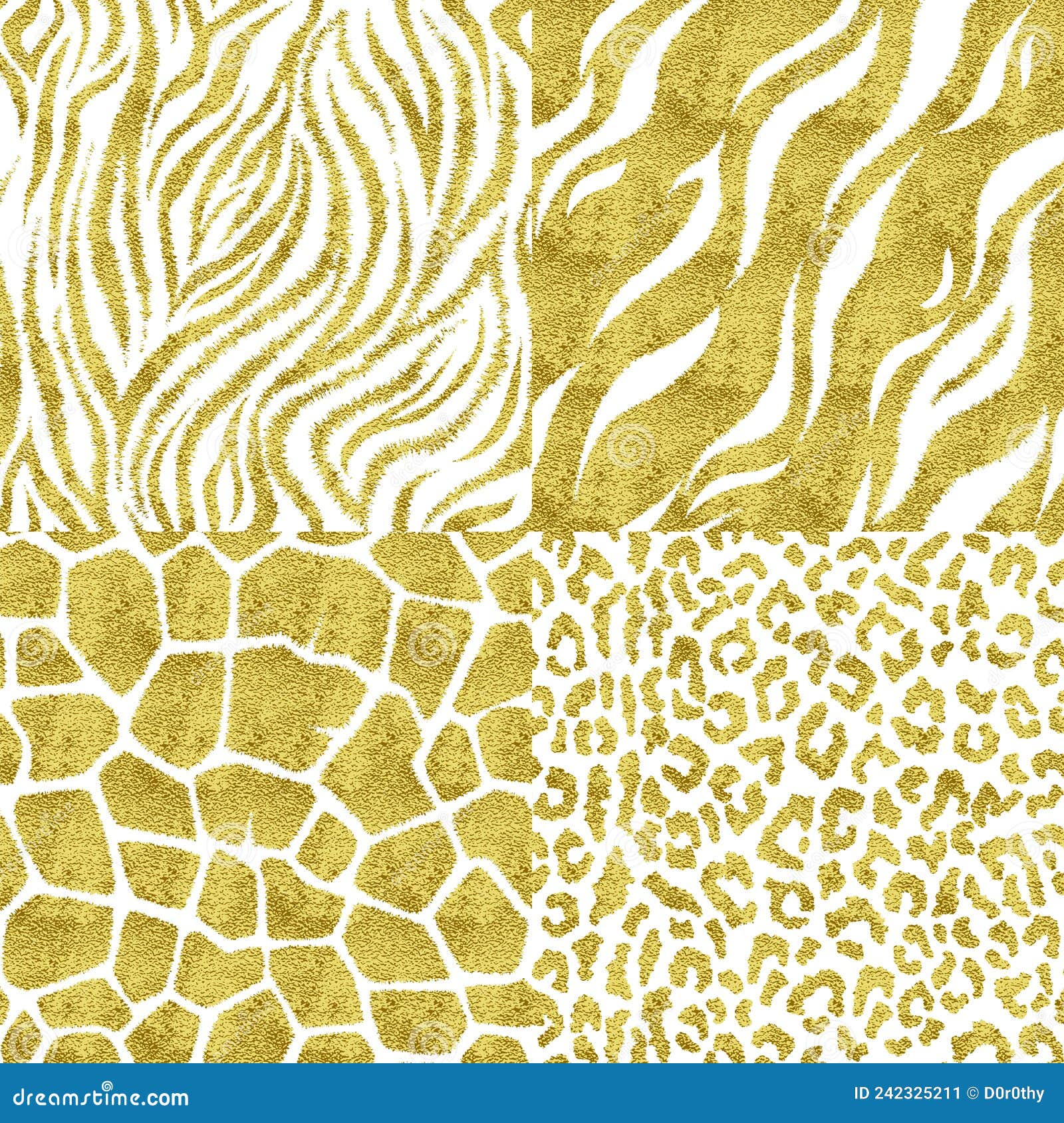 Set of Seamless Patterns with Animal Prints. Stock Vector