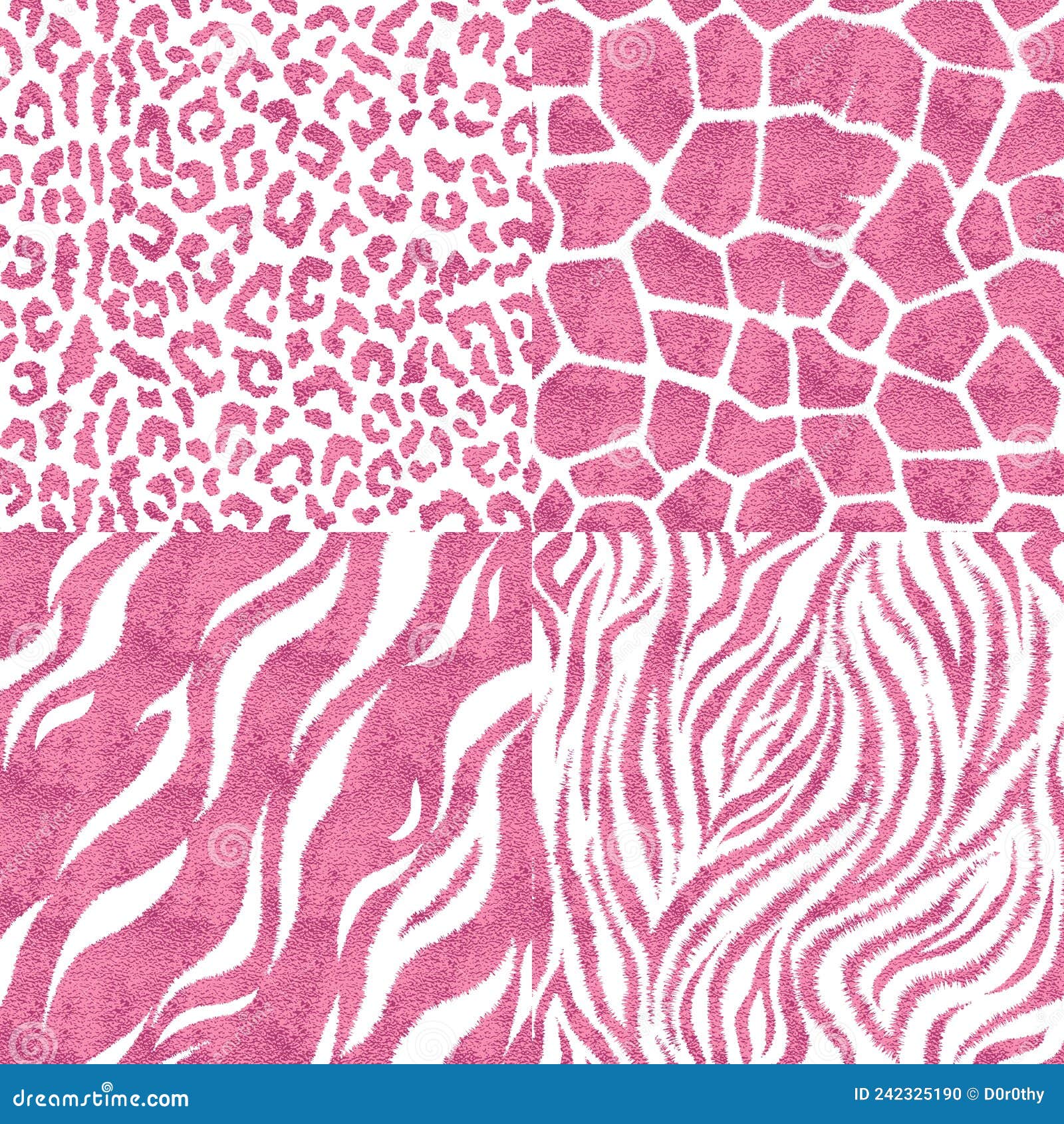 Set of Seamless Patterns with Animal Prints. Stock Vector