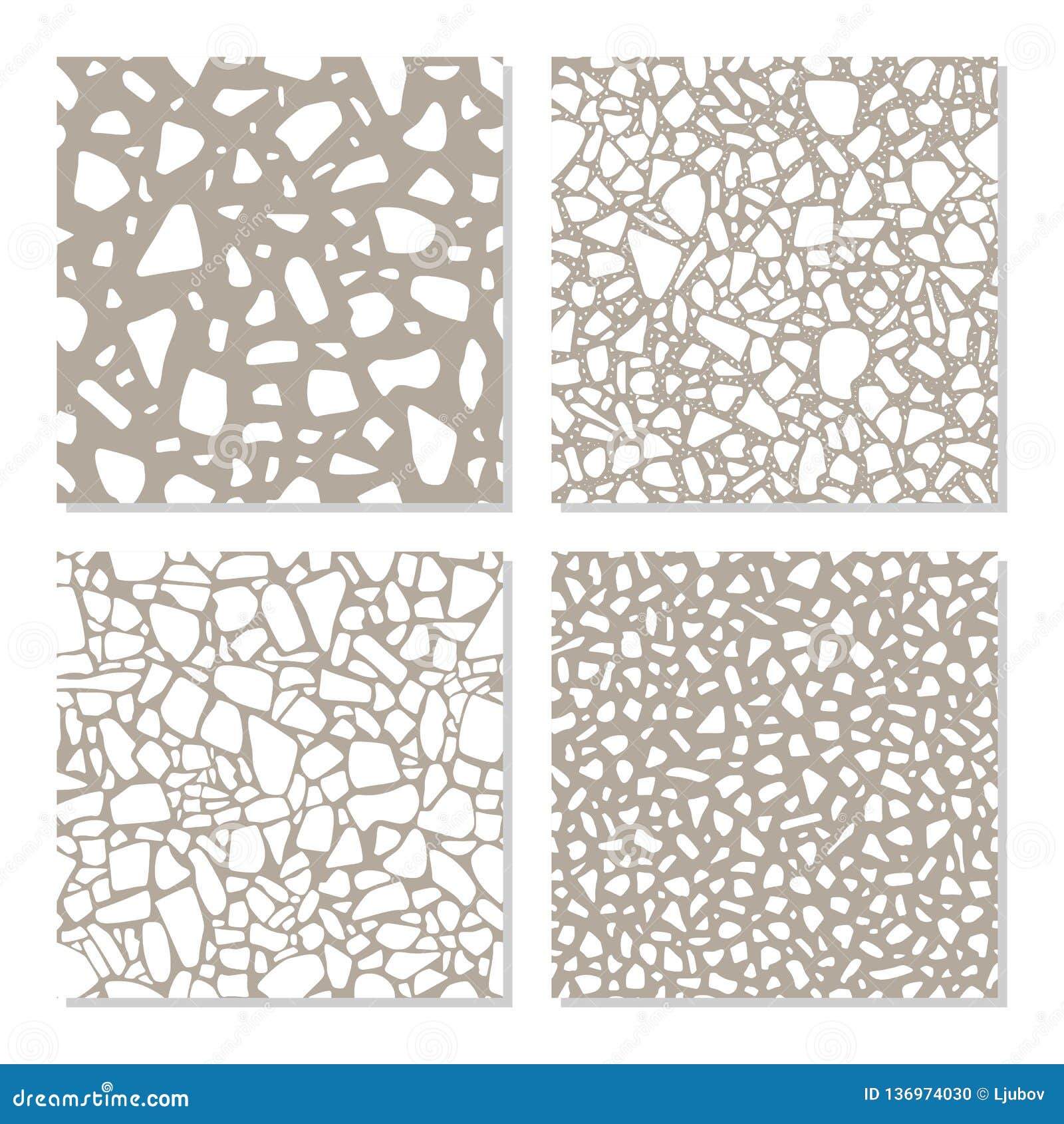 set with seamless patterns in terrazzo style. different textures of stone flooring in 