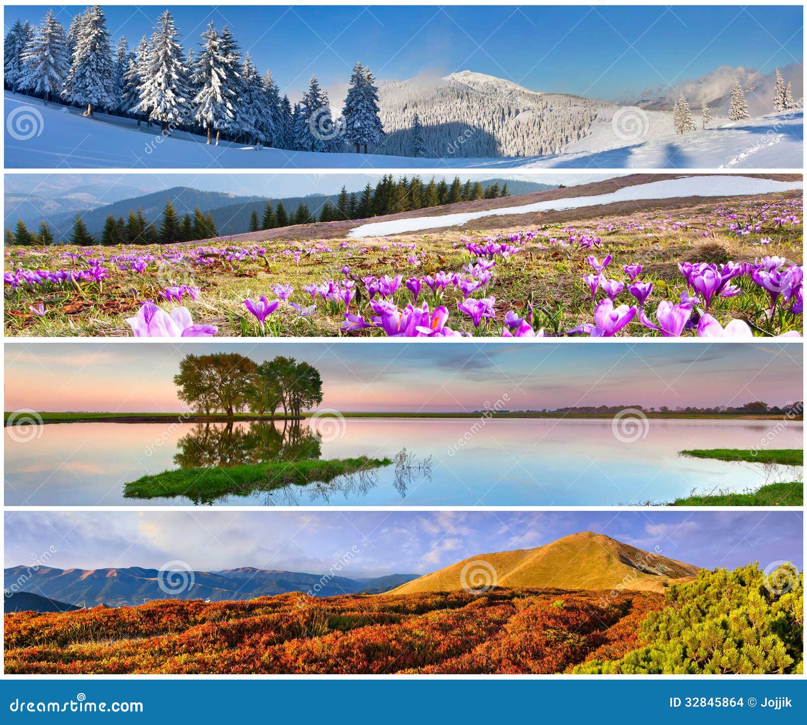 Set of the 4 Seasons Landscape Stock Photo Image of fall, outdoor