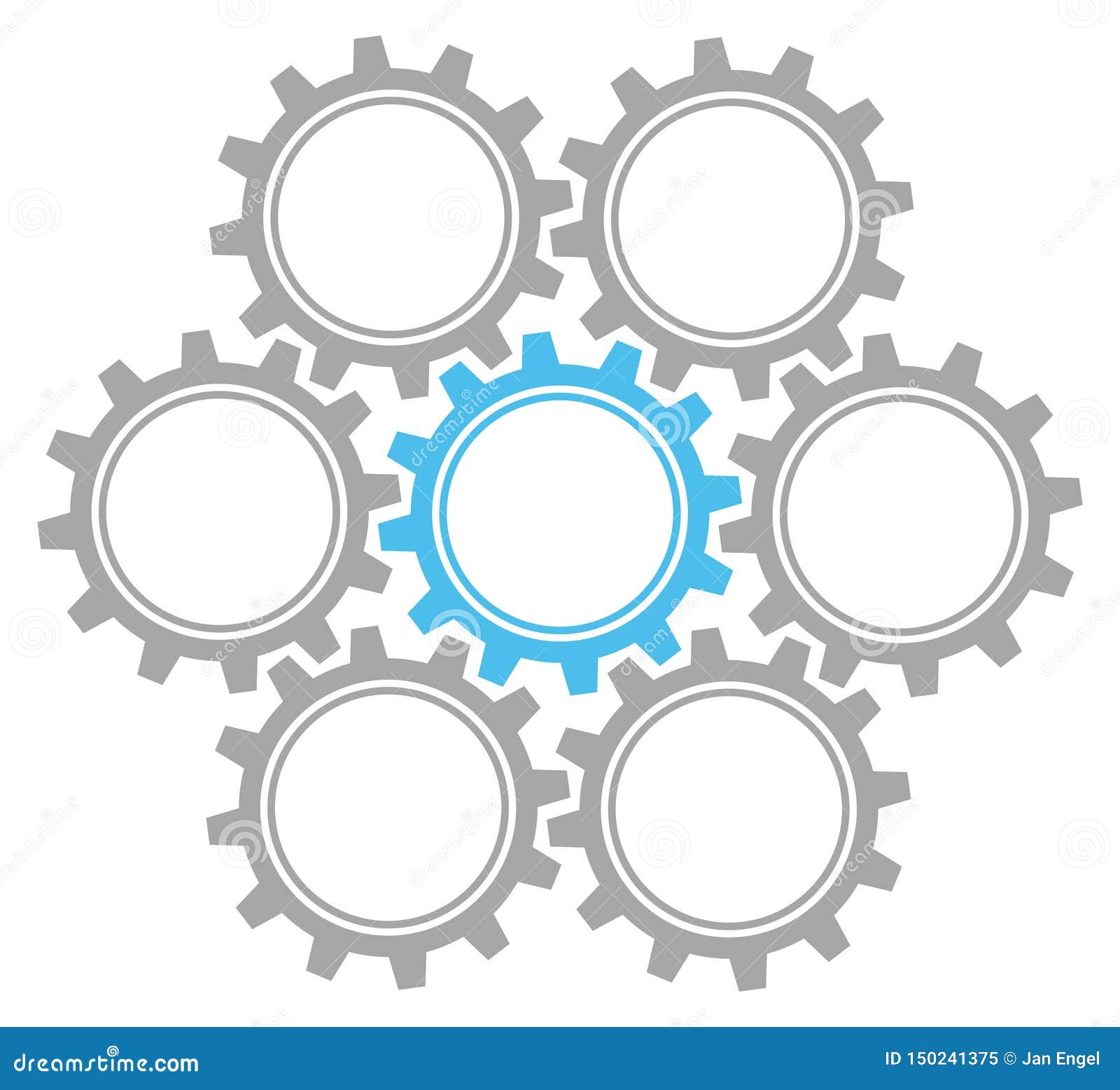 Set of Seven Graphic Gears Gray and Blue Stock Vector Illustration of gray, gear 150241375