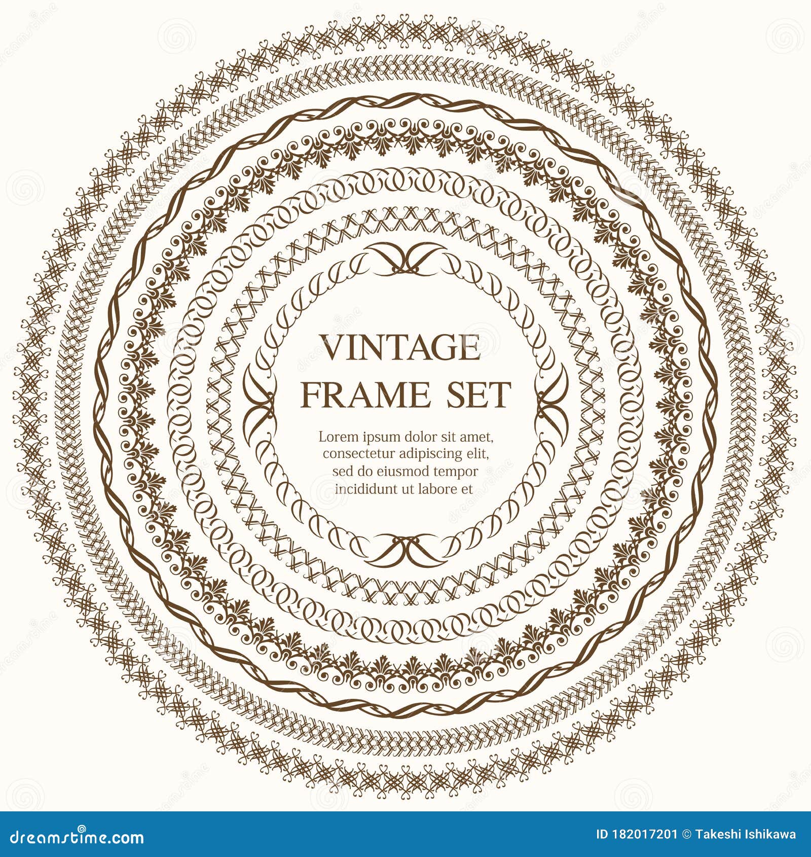 Set Of Seven Round Vintage Frames Isolated On A Plain Background Stock Vector Illustration Of Frames Circle 182017201
