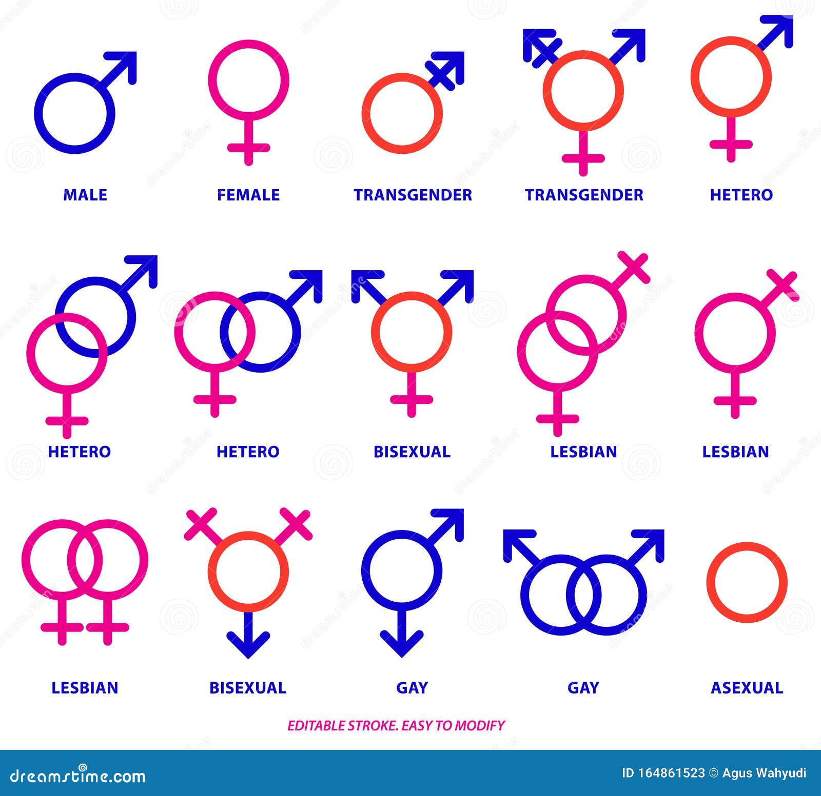 Set Of Sexual Orientation Gender Or Male Female Symbols Stroke Stock