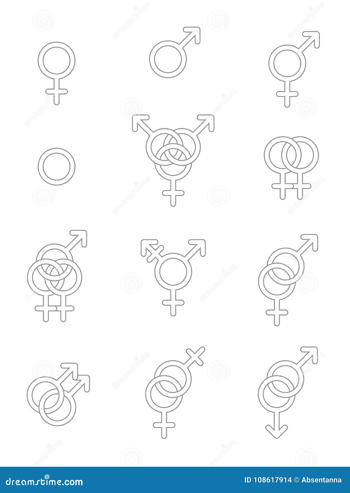 set of sexuality line icons