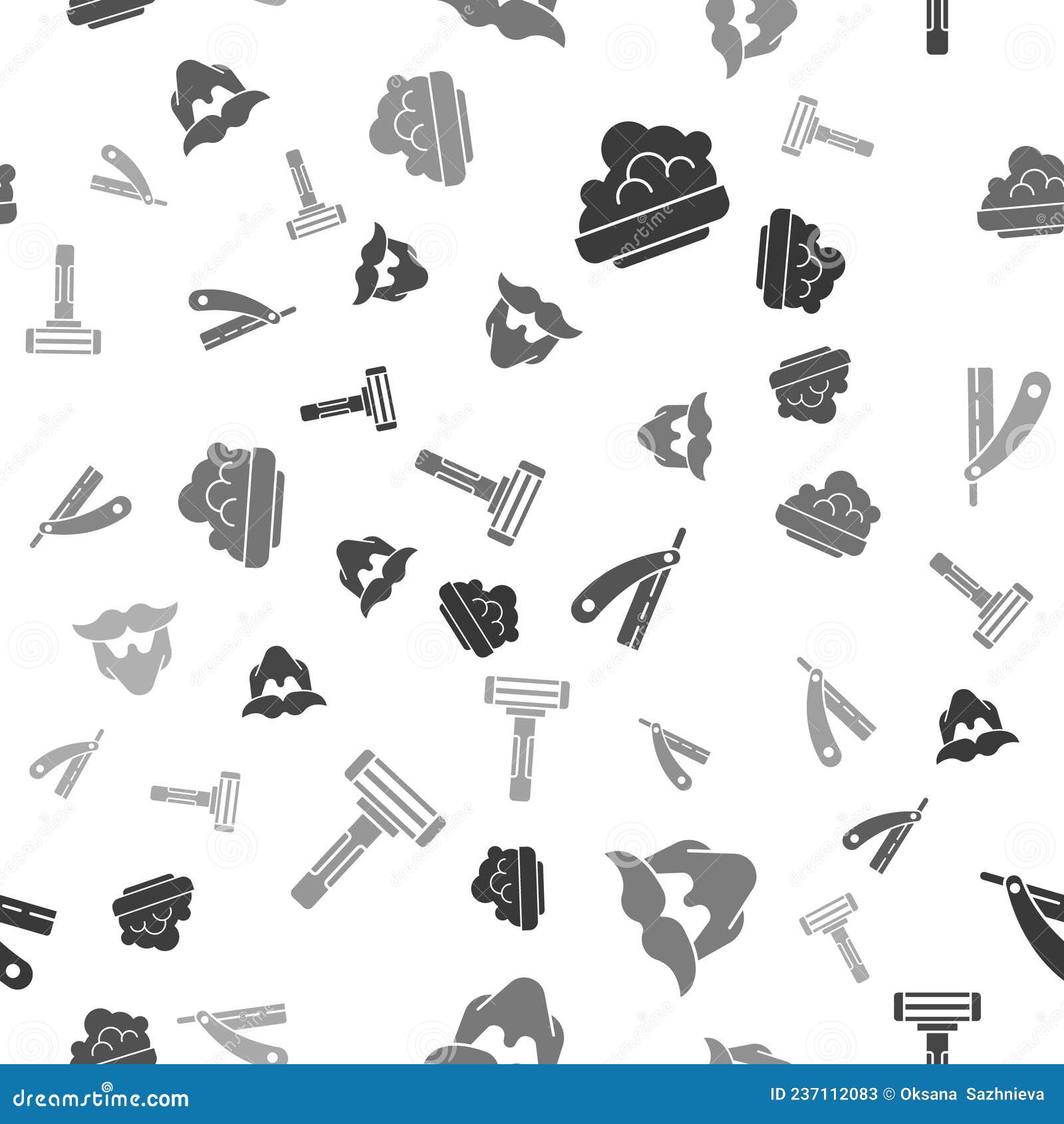 Set Shaving Gel Foam, Mustache and Beard, Straight Razor and Shaving