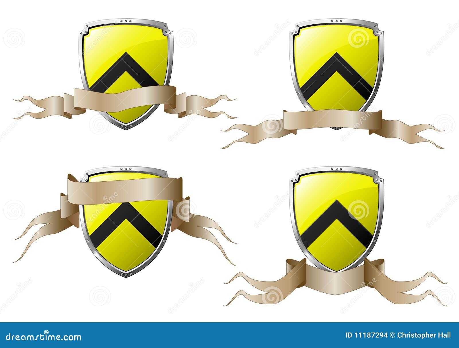 Set of Shields with Banners Stock Vector Illustration of badge