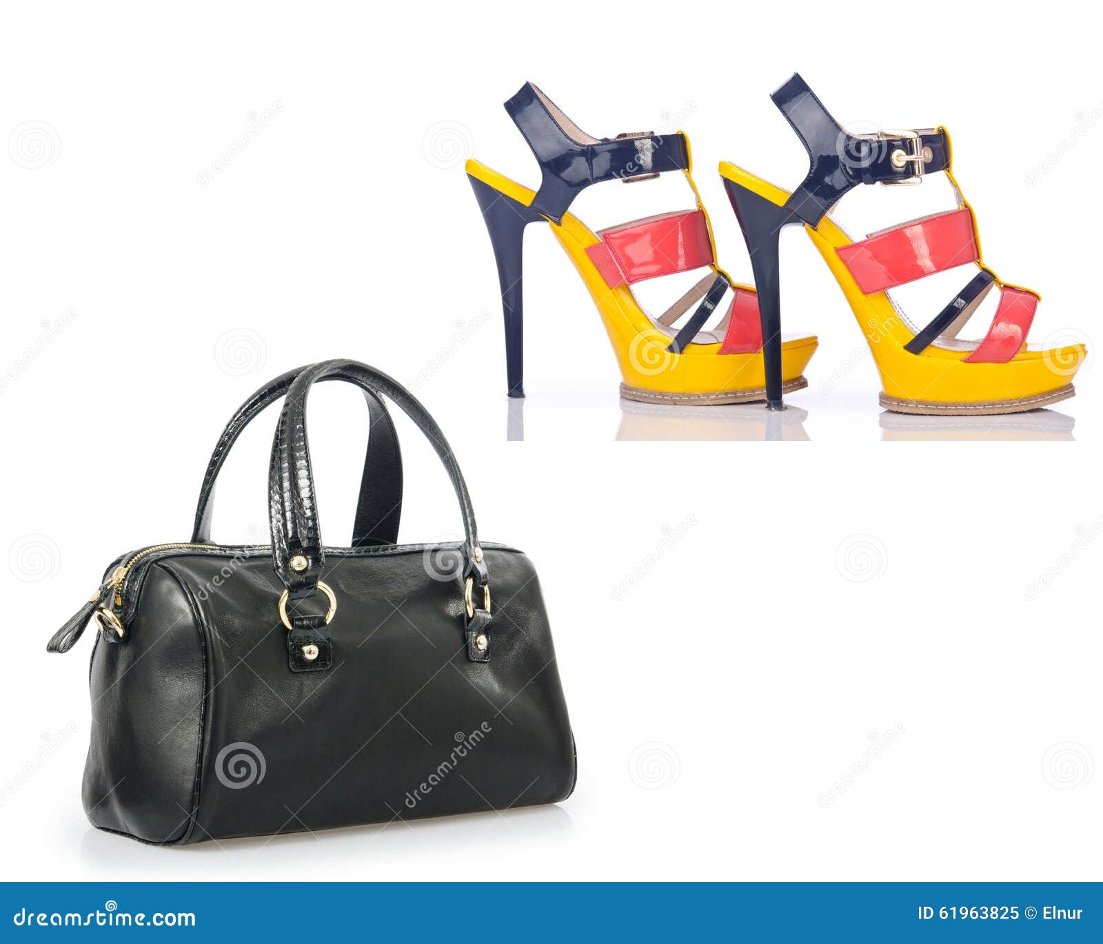 The Set of Shoes and Bags Isolated on White Stock Image Image of