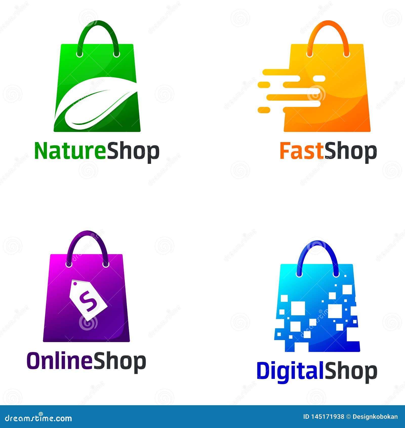 Set Of Shop Logo Design Templates Stock Vector Illustration Of Customer Industry