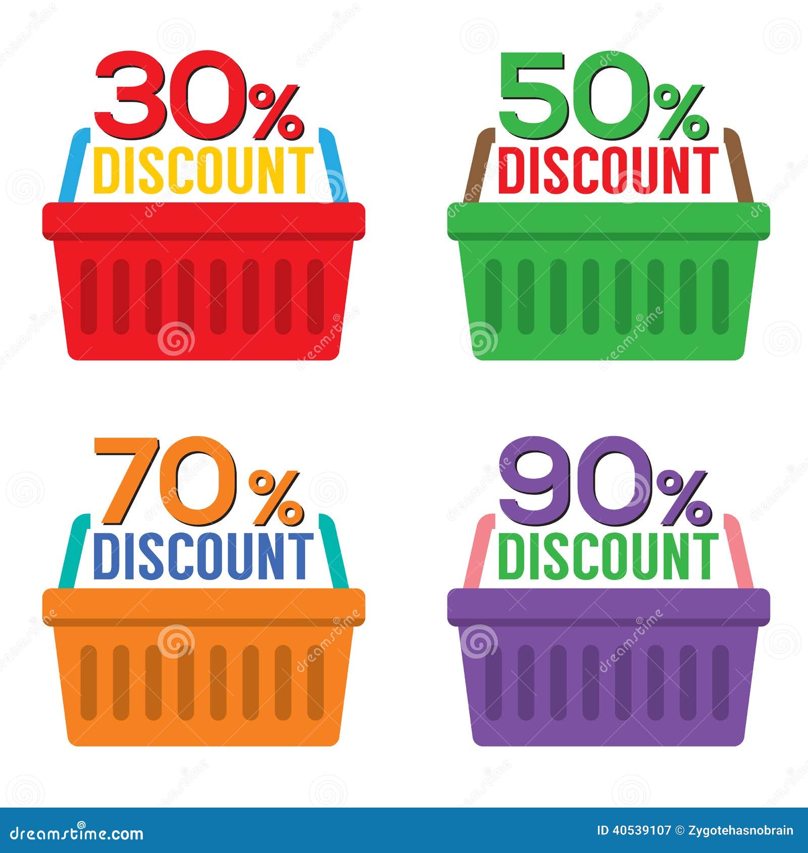 Set of Shopping Basket Discount Stock Vector Illustration of vector