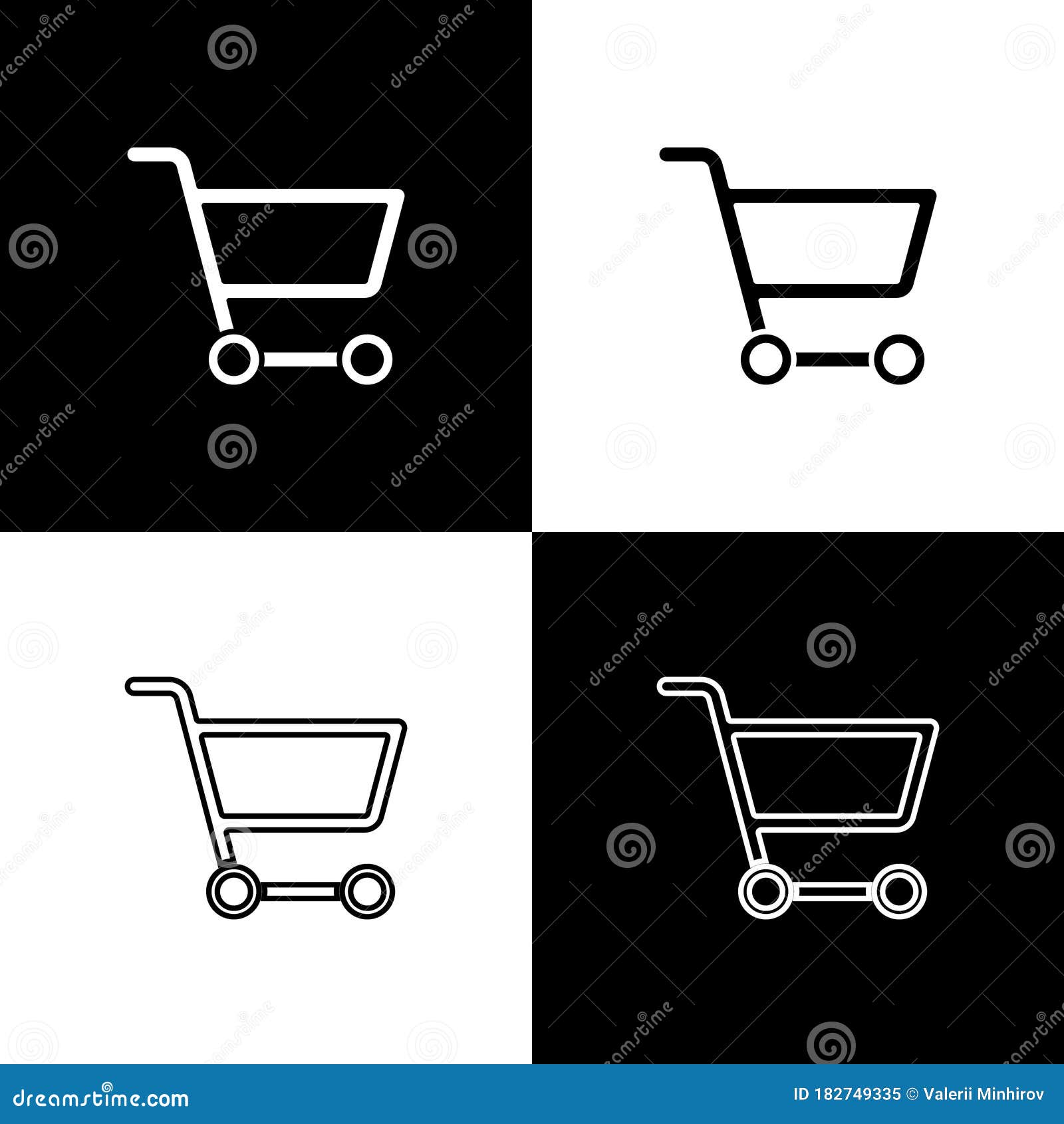 Set Shopping Cart Icon Isolated on Black and White Background. Online  Buying Concept. Delivery Service Sign Stock Illustration - Illustration of  flat, cart: 182749335