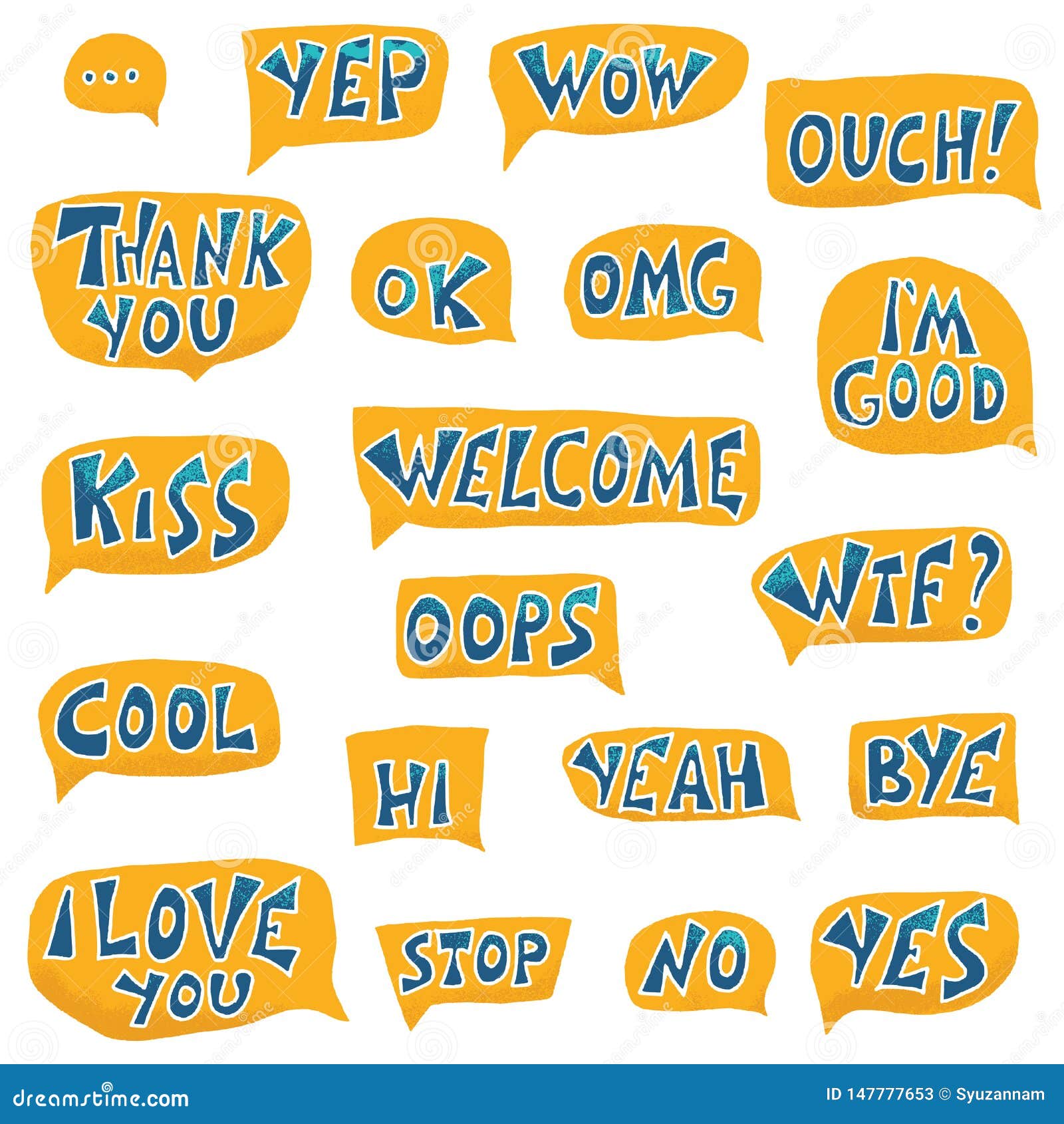 https://thumbs.dreamstime.com/z/set-short-phrases-vector-illustration-lettering-ok-yep-wow-omg-welcome-cool-thank-you-yes-hi-i-m-good-love-bye-no-stop-hand-147777653.jpg