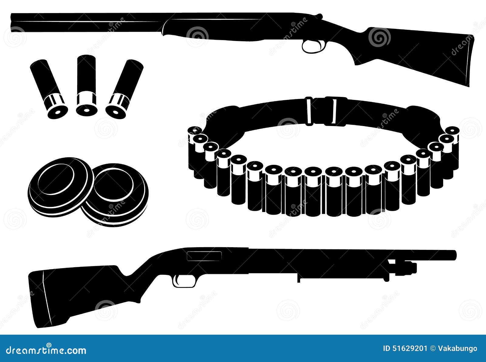 set of shotgun and hunting equipment