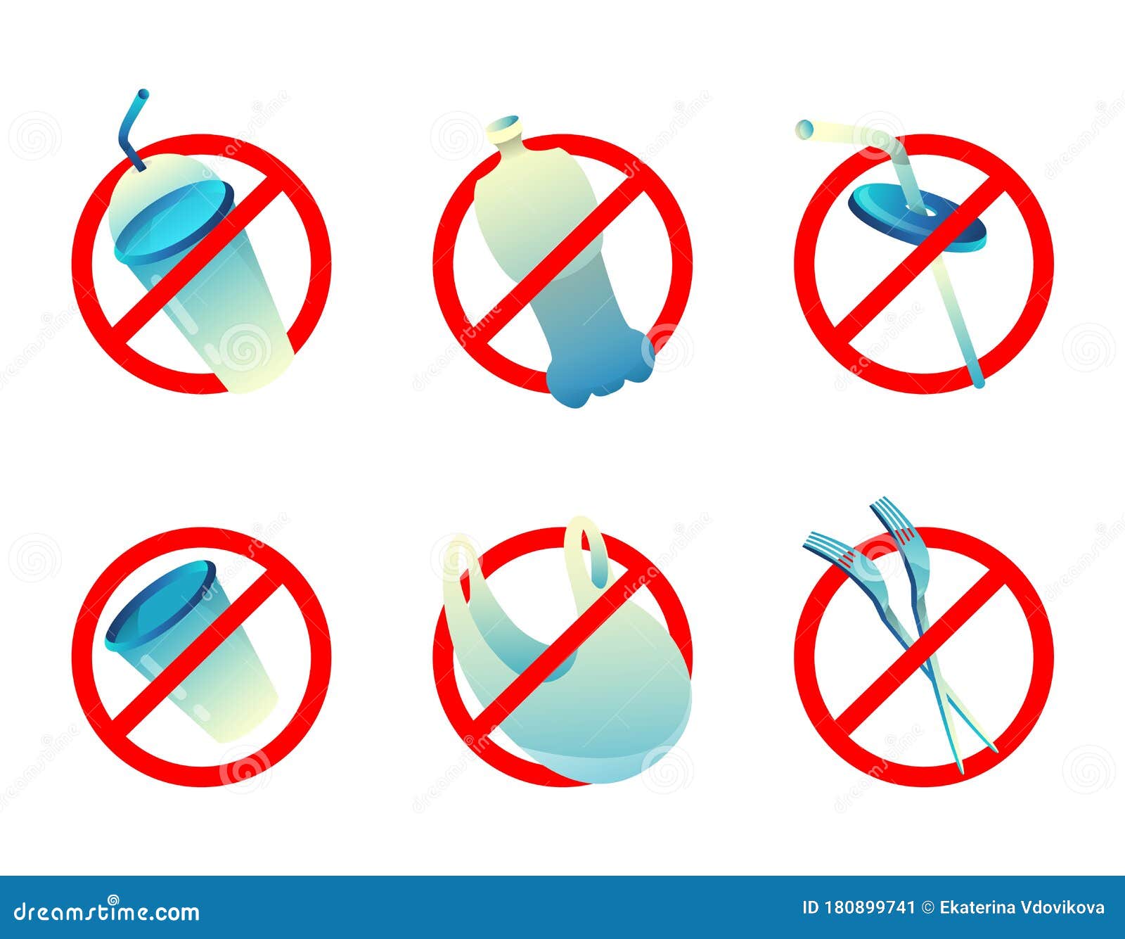 Download Set Sign Stop Use Plastic Garbage On White Background ...