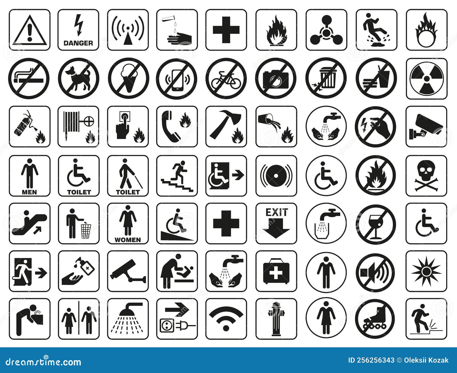 A Set Of Basic Signs That Are Used In Public Places Black And White a-set-of-basic-signs-that-are-used-in-public-places-black-and-white