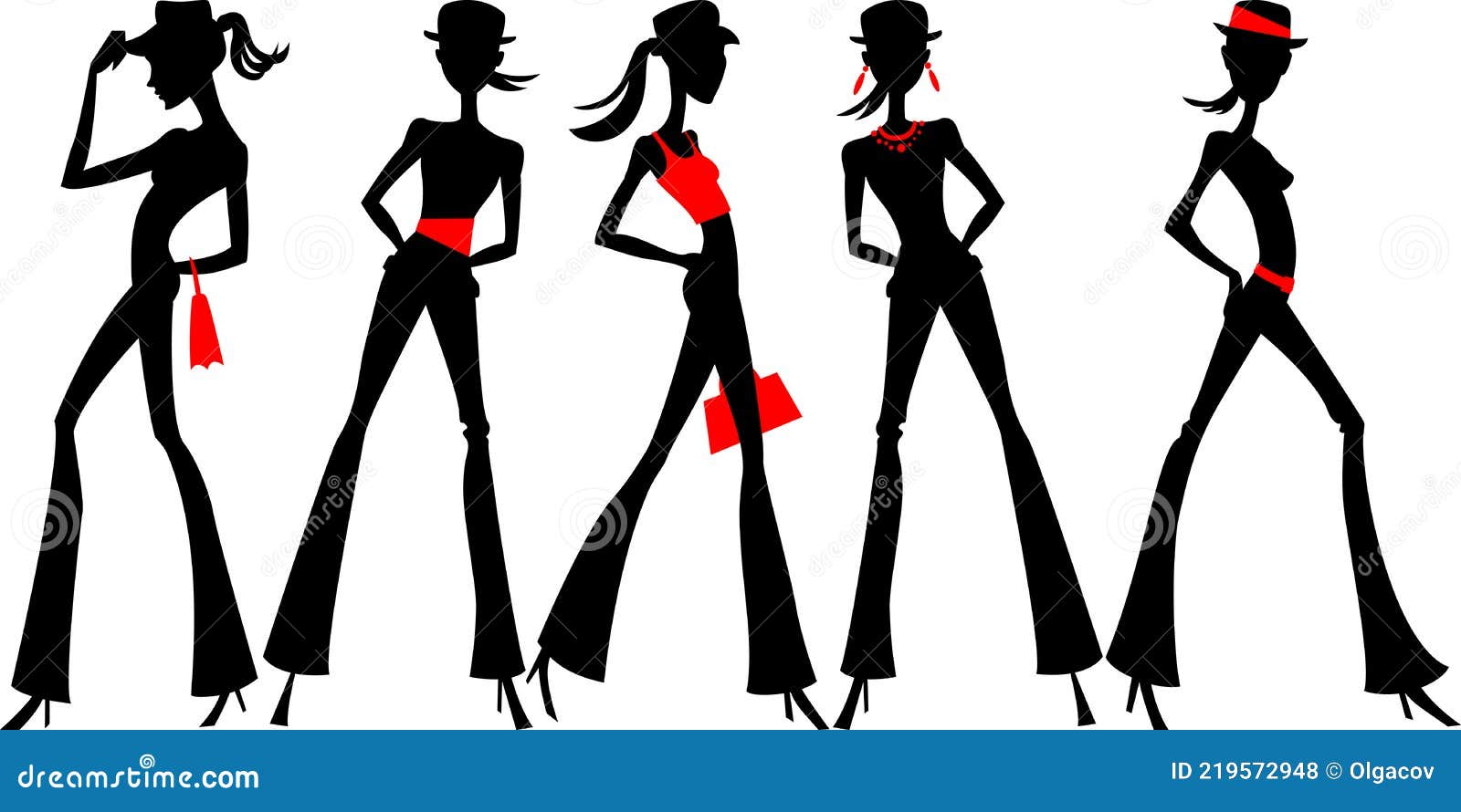 Vector SET of Silhouette Girls Stock Vector - Illustration of shape ...