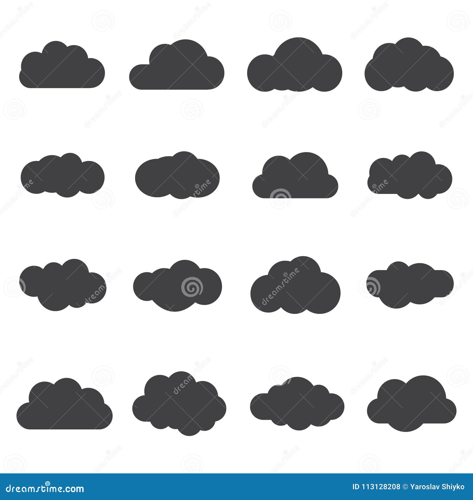 Set of Silhouette Flat Style Clouds. Safe, Secure and Scalable Data  Protection Stock Vector - Illustration of message, concept: 113128208, image size:1600x1690