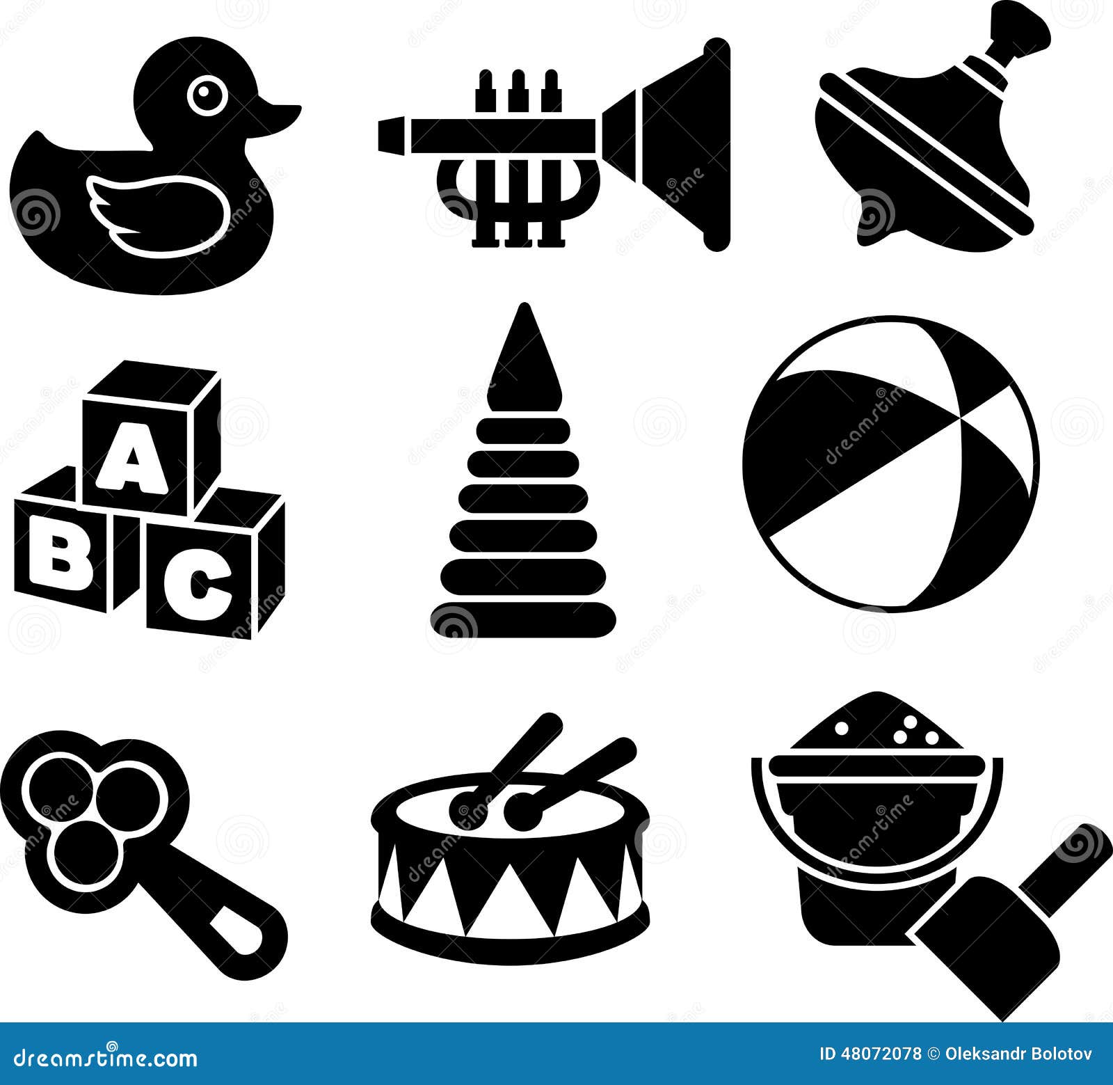 Download Set of silhouette toys stock vector. Illustration of cubes ...