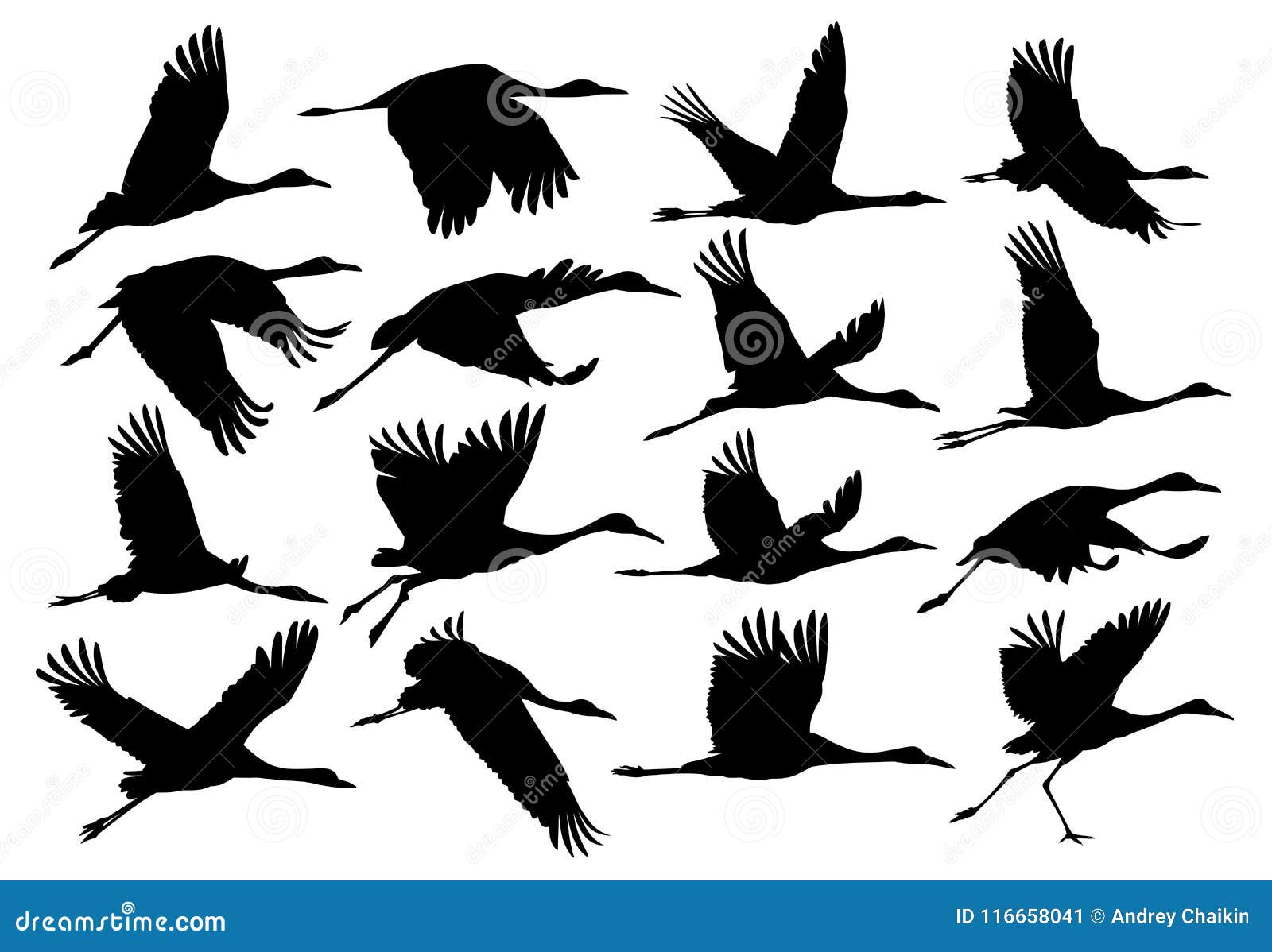 Silhouettes of cranes. stock vector. Illustration of cranesn - 116658041