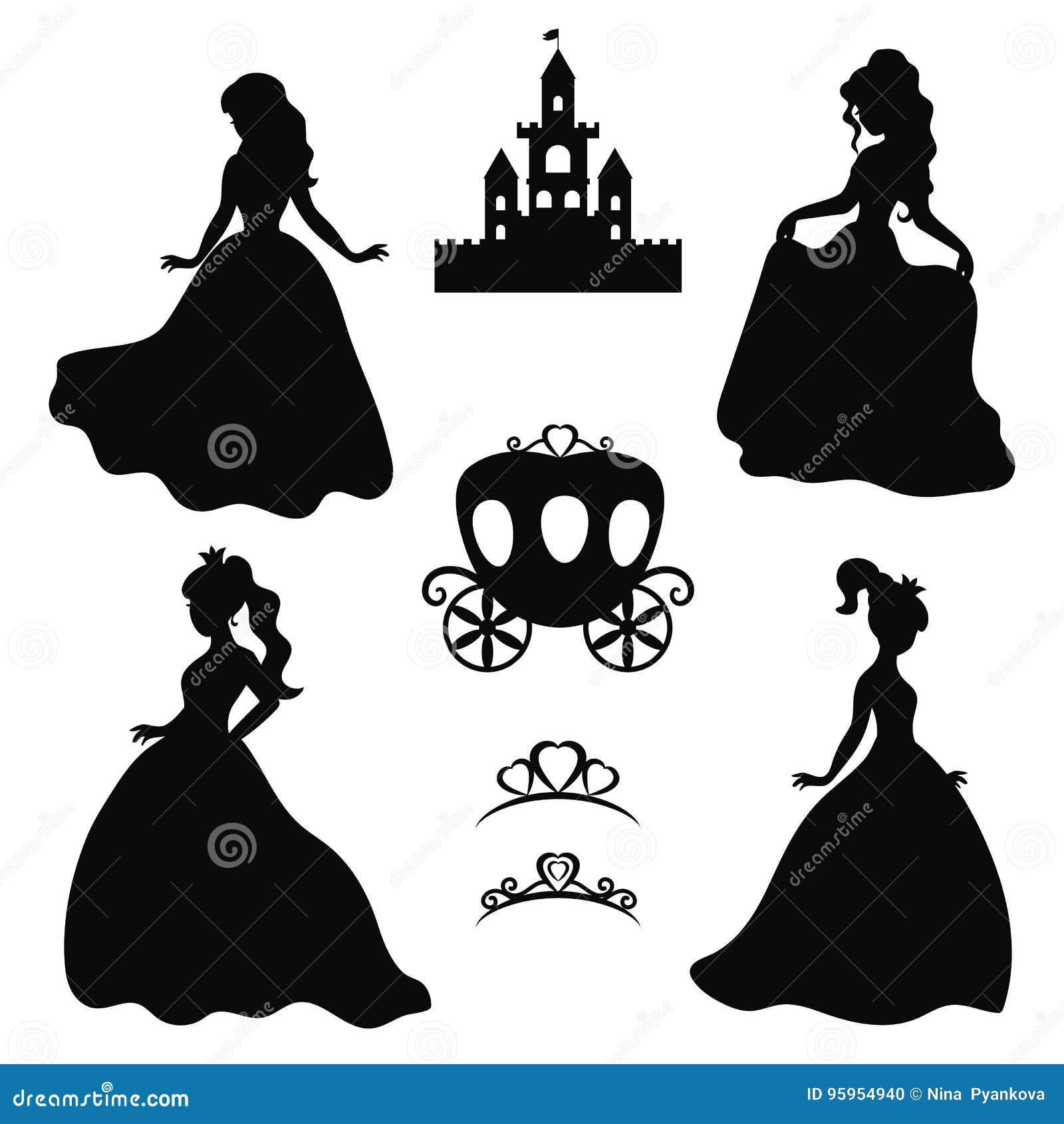 Download Set Of Silhouettes Of Princess. Stock Vector ...