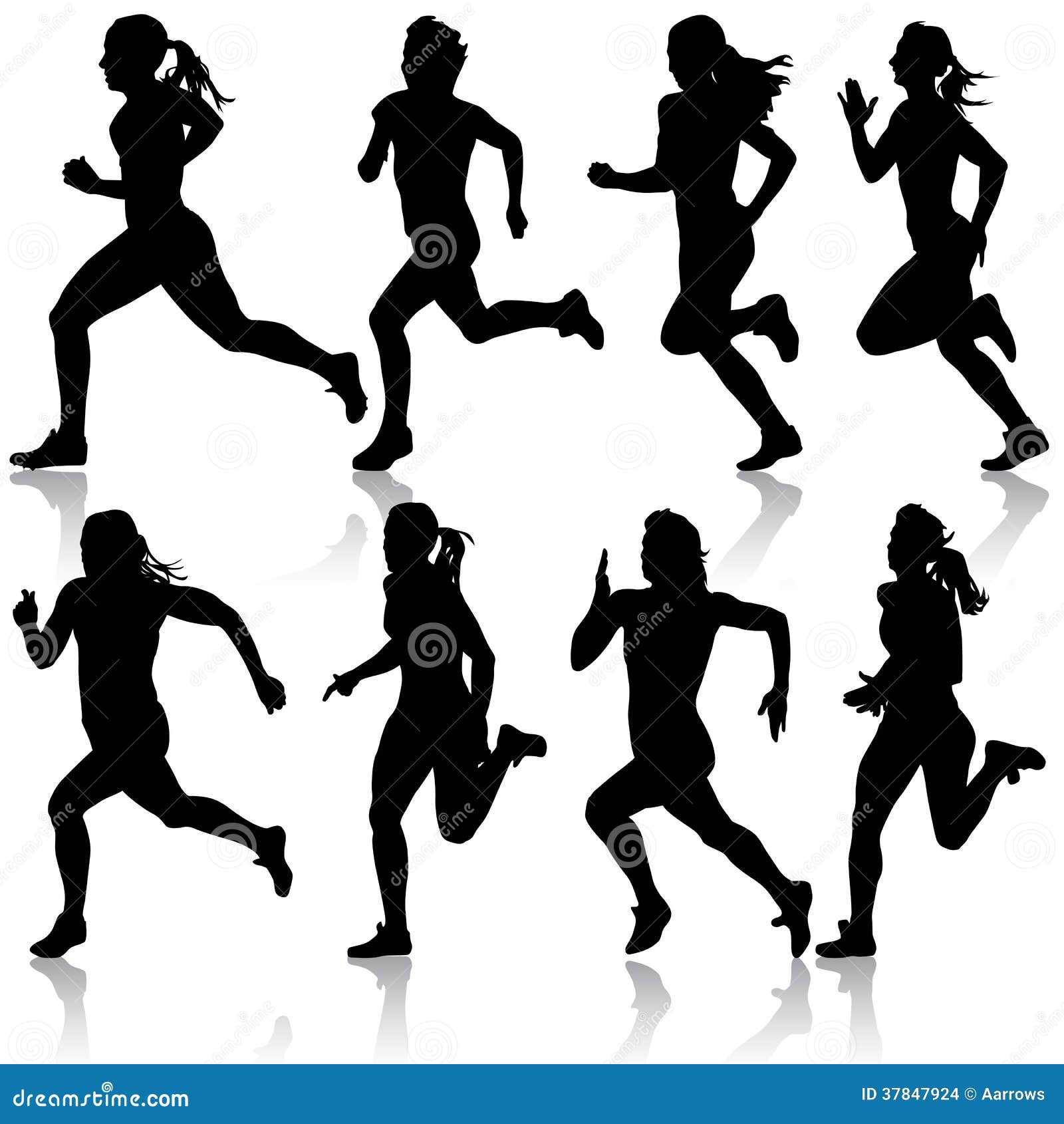 Download Set Of Silhouettes. Runners On Sprint, Women. Stock Vector ...