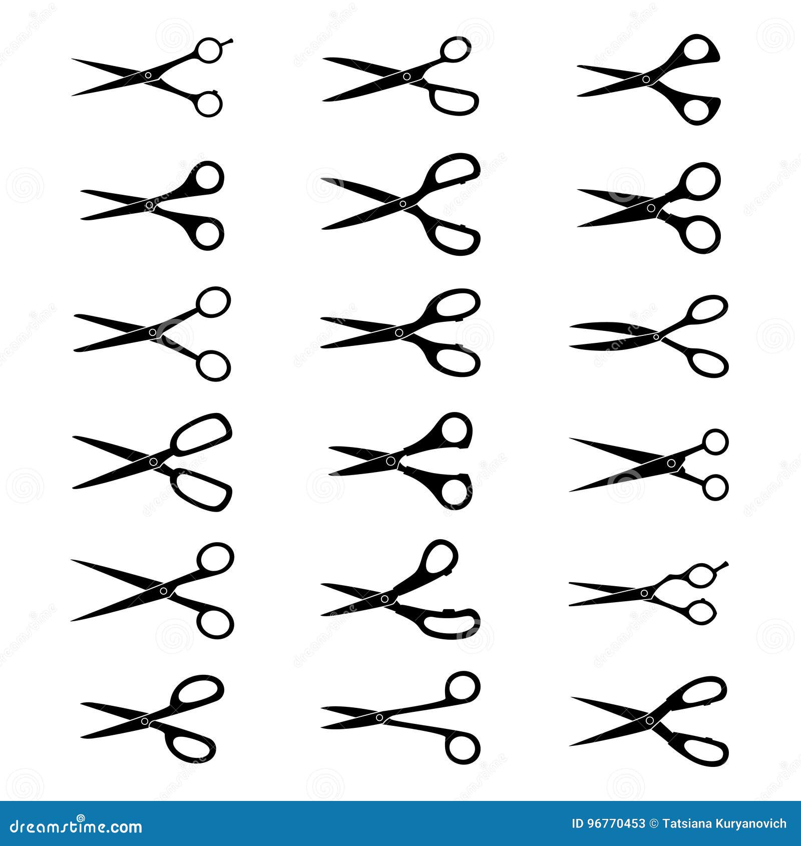 Set of Silhouettes of Scissors, Vector Illustration Stock Vector