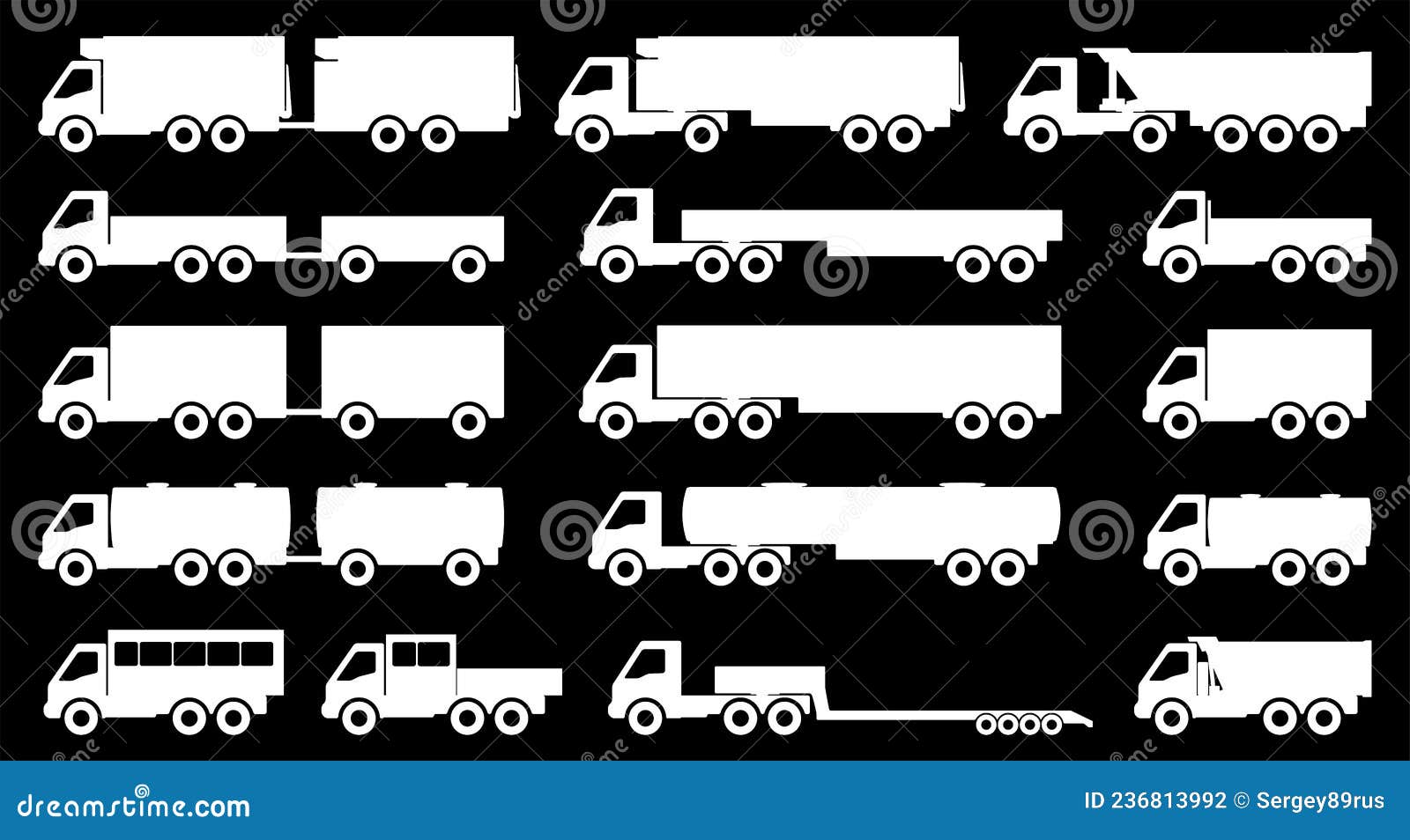Set of Silhouettes of Trucks. Vector Illustration. Stock Vector ...