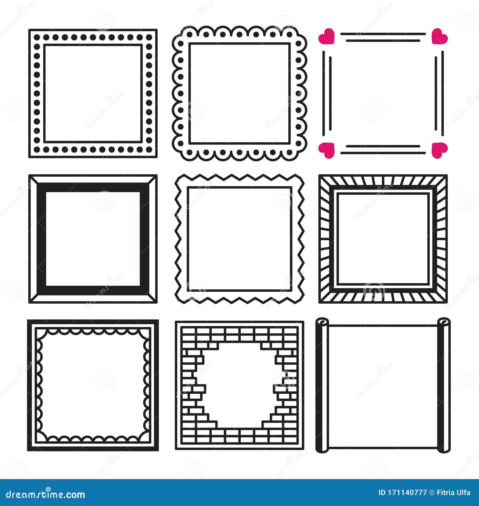 Simple doodle sketch square vector frames hand drawn borders Stock Vector   Adobe Stock