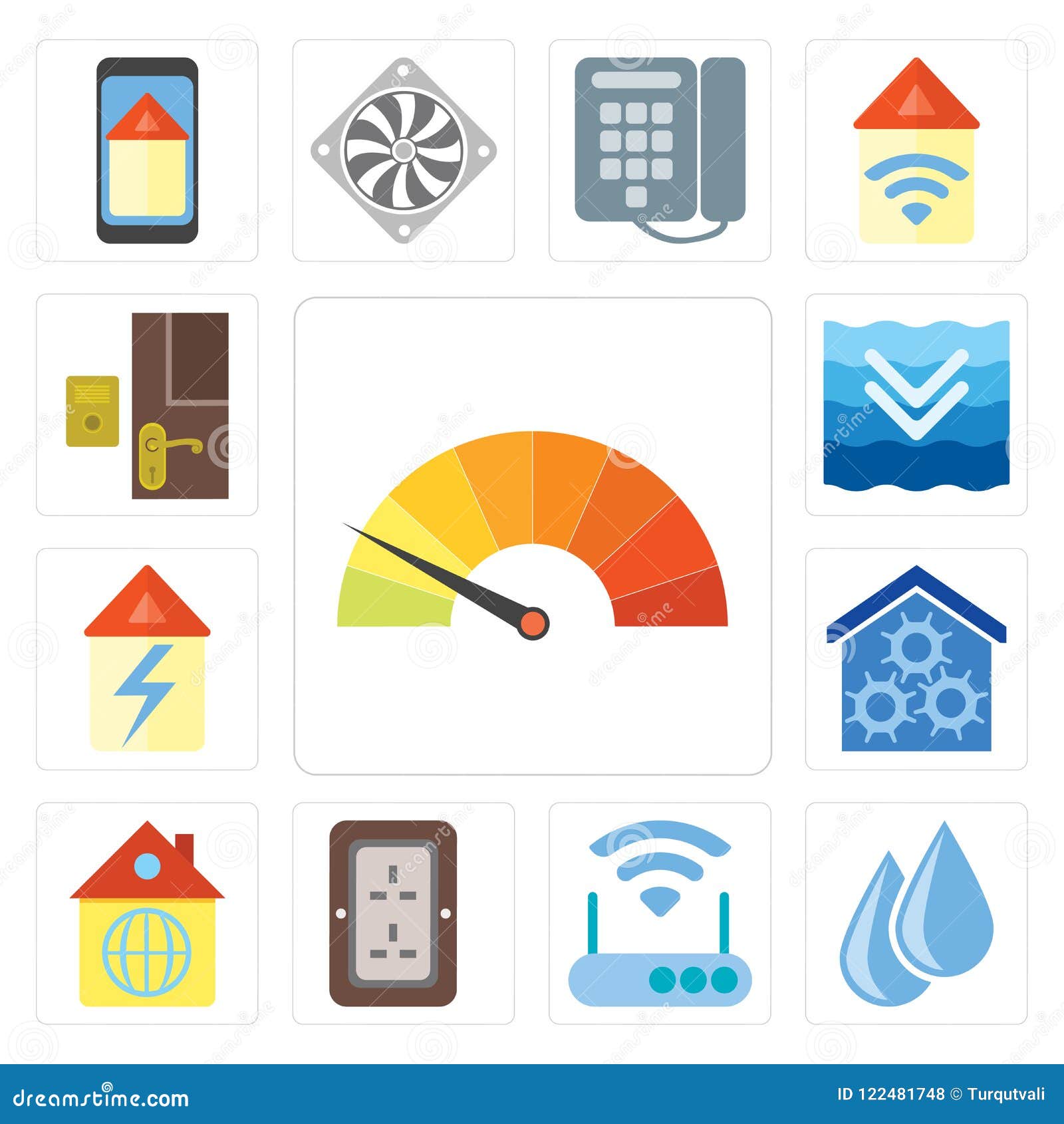 Set Of Meter Water Modem Plug Home Smart Home Deep Doorbell Editable Icon Pack Stock Vector Illustration Of Automation Control