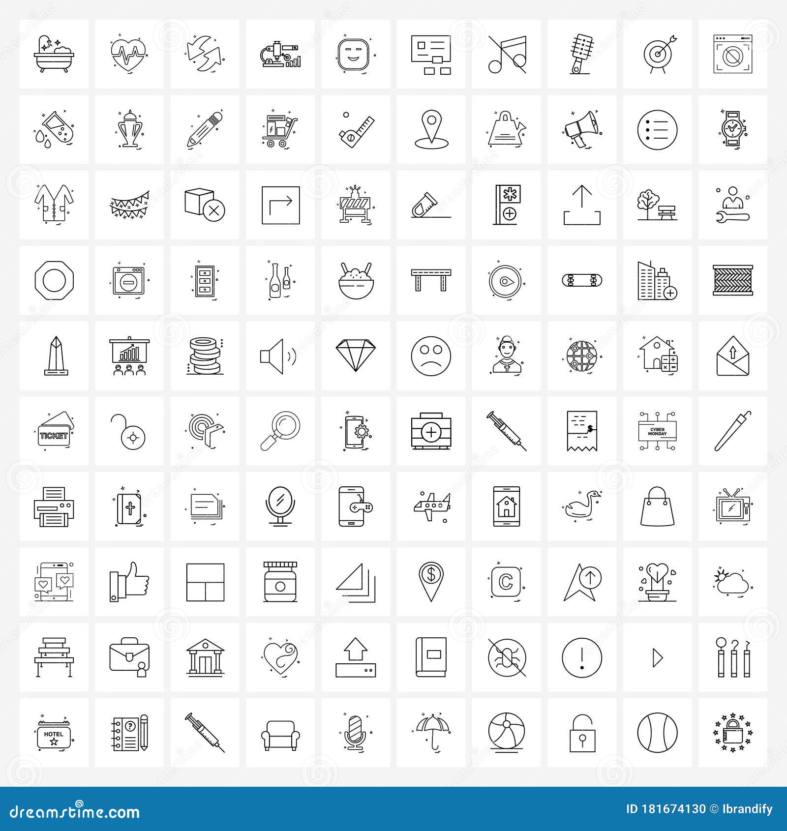 Set Of 100 Simple Line Icons Of Emoji Search Arrow Graph Refresh Stock Vector Illustration Of Direction Musical